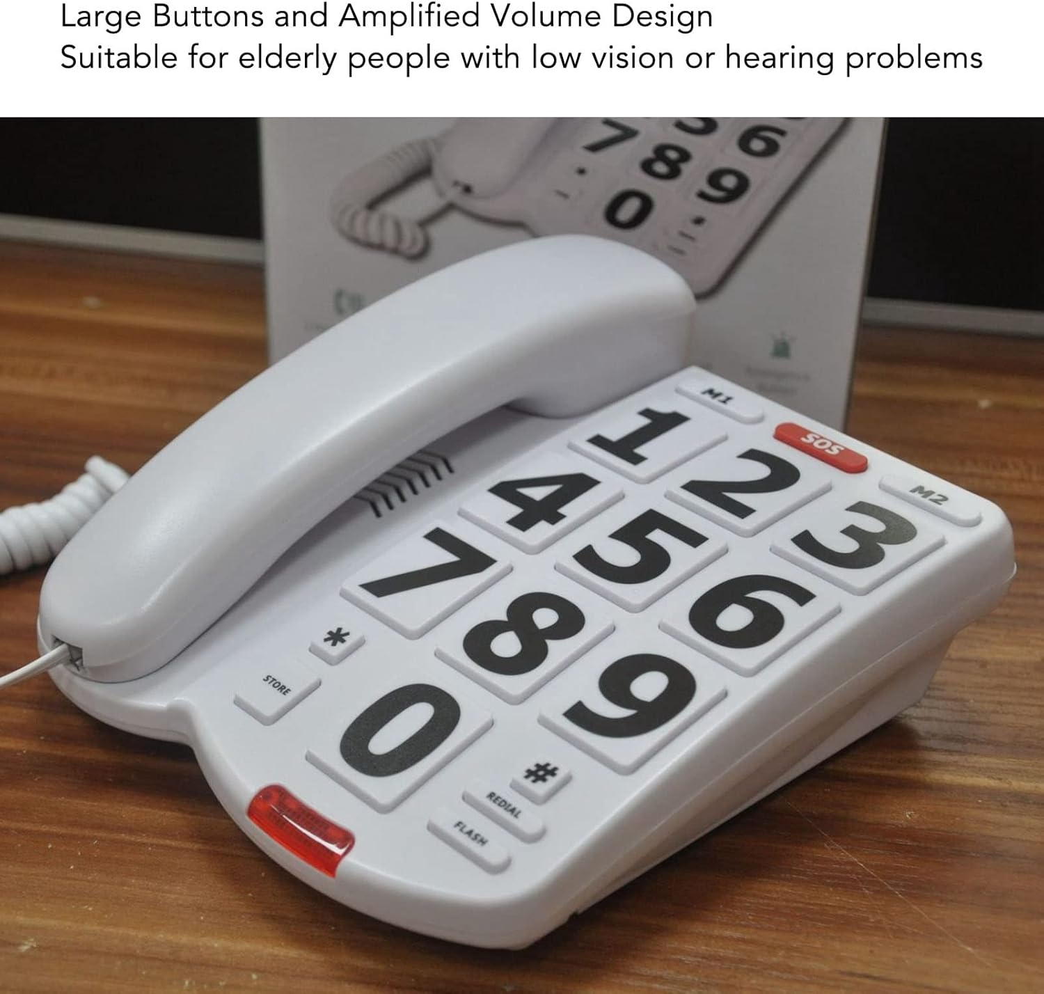 Large Button Landline Phone with Adjustable Volume, Last Number Redialing for Elderly, Home Phone for Senior image number 6