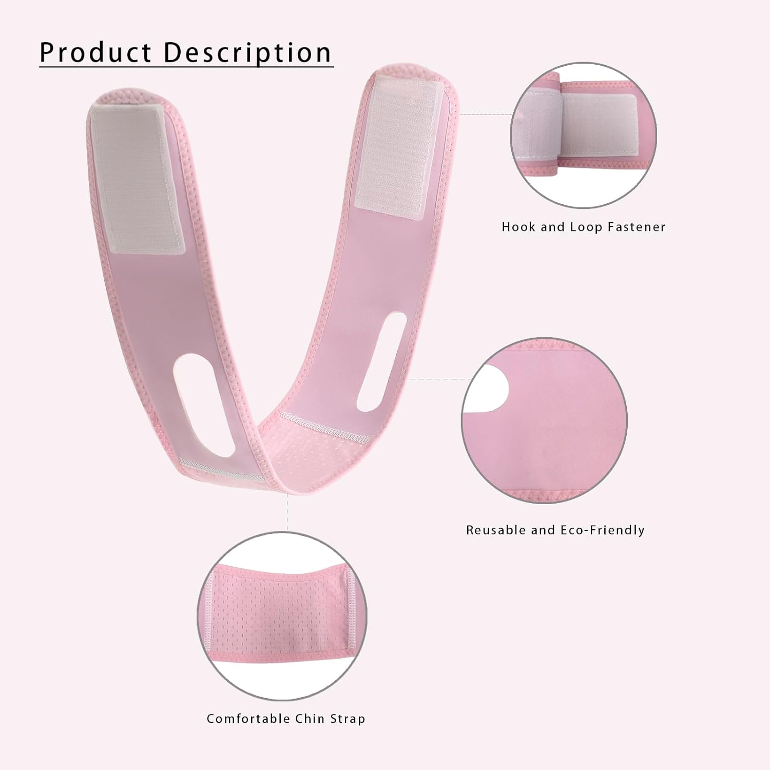 Buyongwant 2 Pack V Line Lifting Mask V Shaped Face Chin Strap for Sleeping,Sagging,Jaw Exerciser (Pink) - 2P Pink image number 3