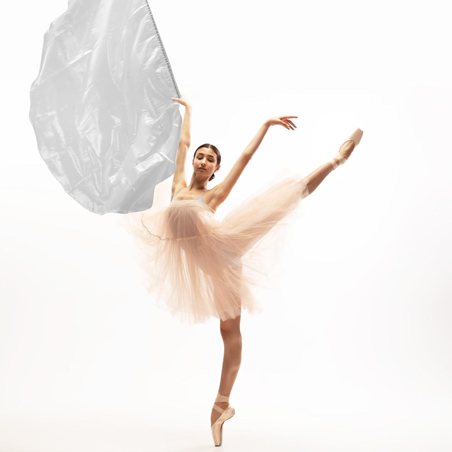 2Pcs Semicircle Worship Flag, 55.12X36.22 Inch Praise Dance Flags with Scalable Rods Shiny Worship Banner Metallic Sheen Angel Wings for Dance Church Performance (Silver) image number 1