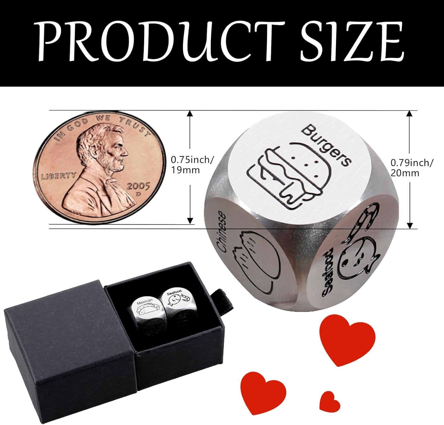 11Th Anniversary Steel Gifts- Date Night Ideas for Couples Iron Gifts for 11Th Anniversary 11 Year Wedding for Her Him Food Decision Dice Christmas Birthday Gifts for Boyfriend Husband image number 5