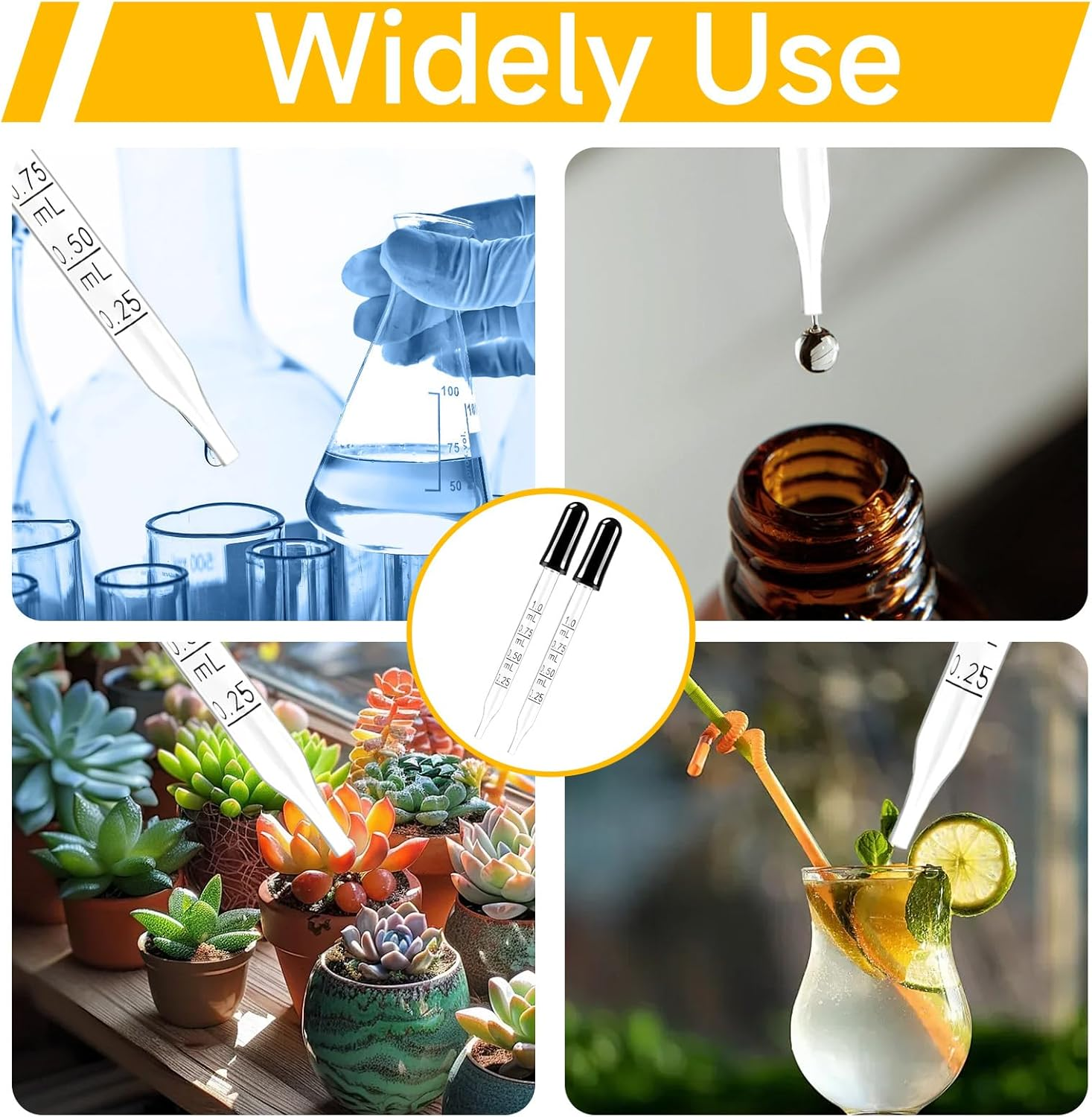 12 Pcs Glass Dropper Pipette, Straight Tip Calibrated Eye Dropper with Black Rubber Bulb 1Ml Precise Liquid Transfer Tool, Essential Oils Crafts Skincare Nutrient Liquid Laboratory Use image number 5