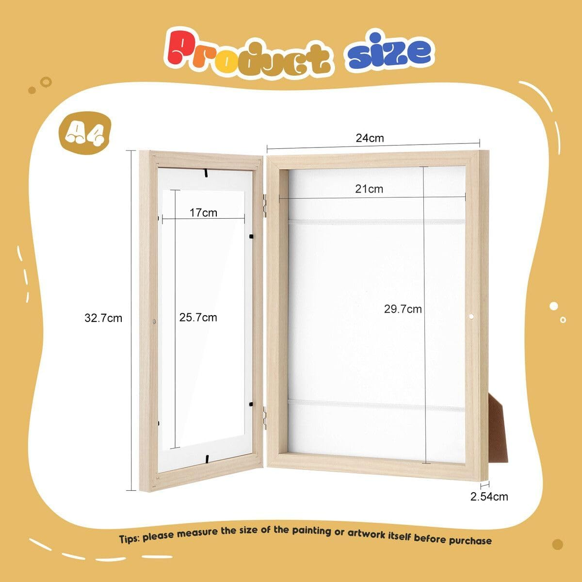 5Pcs Art Frames Kids Craft Artwork Projects Drawings Display Family Photo Storage A4 150 Pictures Portrait Canvas Children Wall Tabletop Decor Wooden image number 6