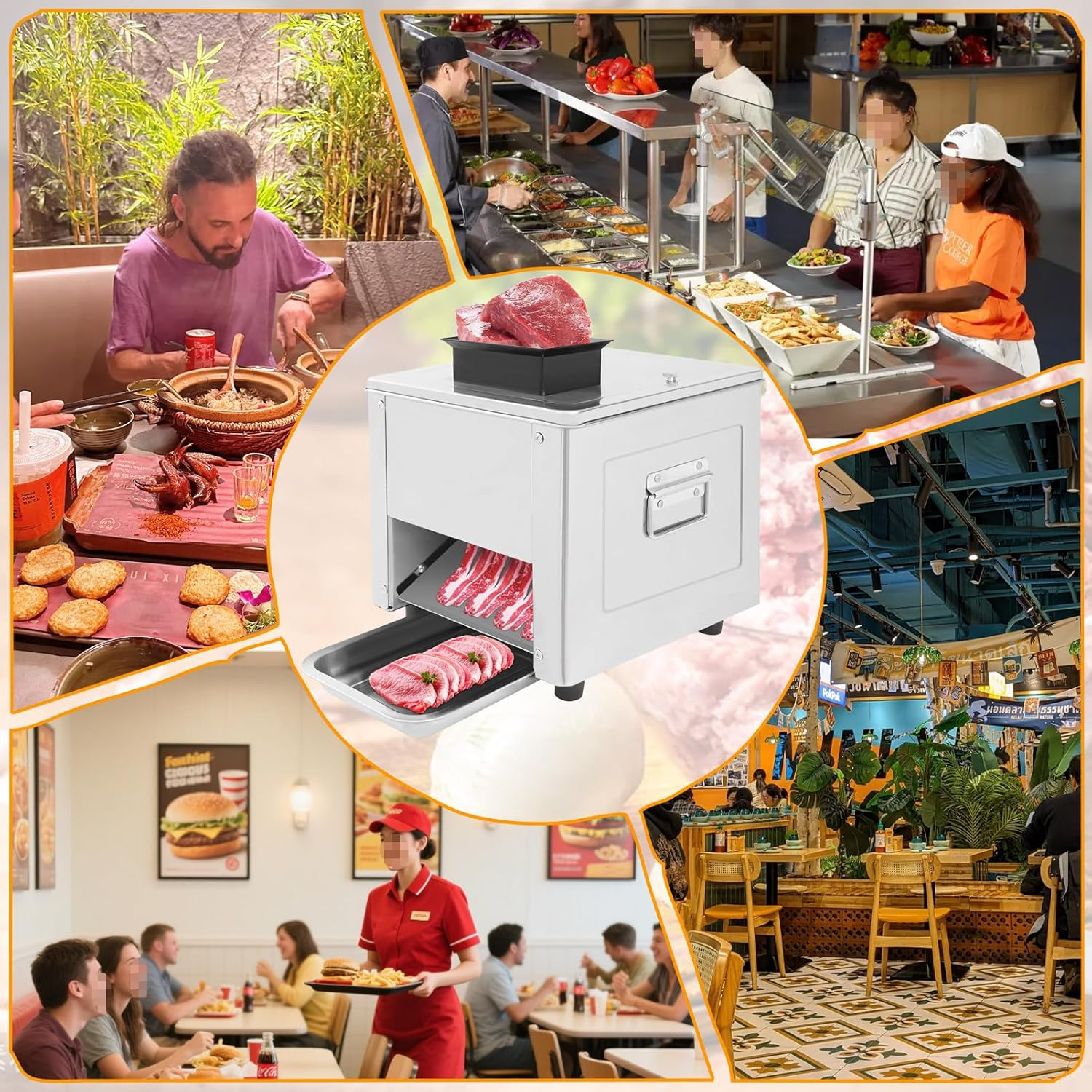 850W Commercial Meat Cutter Cutting Machine Optional Blades from with 5Mm Blade, 850W Electric Stainless Steel Fresh Meat Shredded Slicer Processing Machine 5Mm image number 1