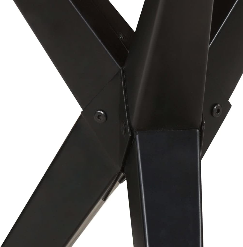 Vidaxl Dining Table with Rough Finish Mango Wood and Powder-Coated Steel Legs, Spacious Rectangular Design for Kitchen and Dining Room image number 6