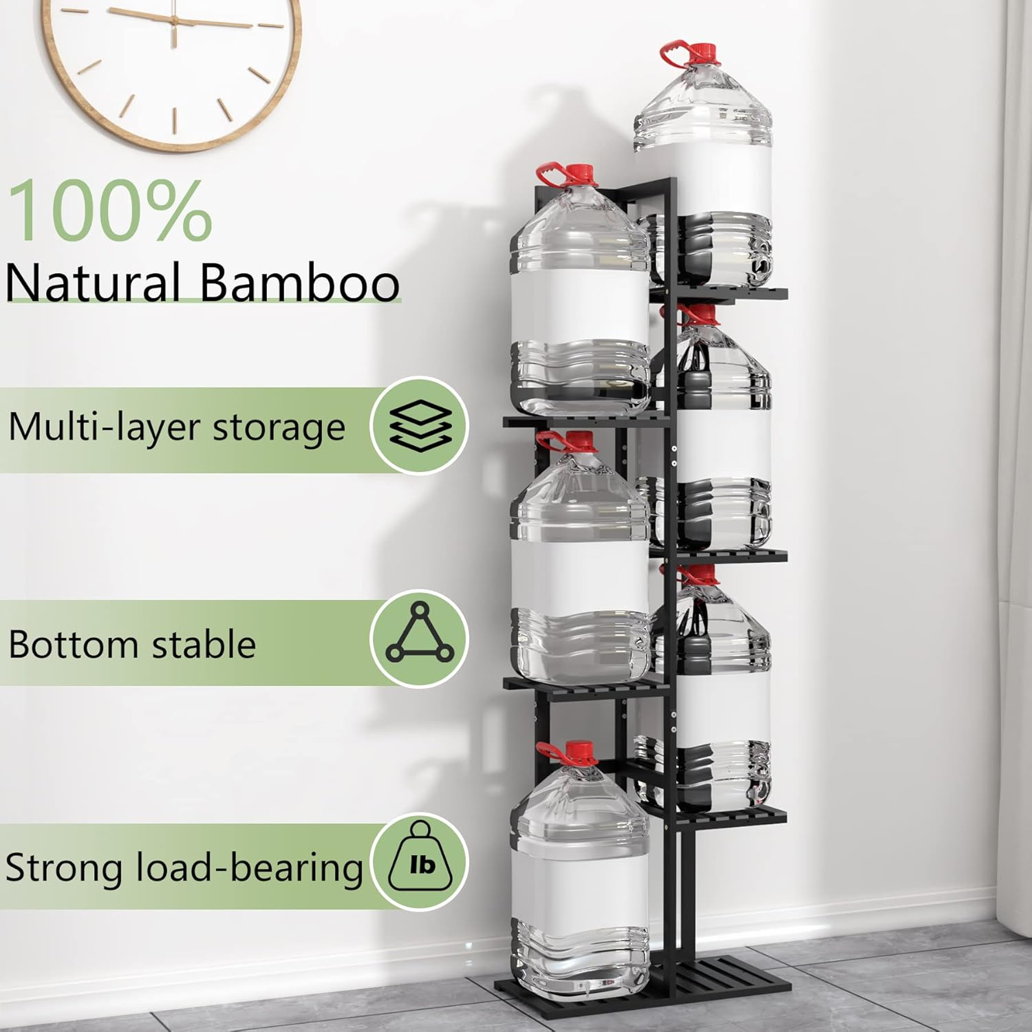 Laiensia Bamboo Plant Stand Rack 6 Tier,Multiple Stand Holder Shelf Rack, Indoor&Outdoor Planter Display Shelves for Patio Garden, Living Room, Corner Balcony and Bedroom,Black image number 6