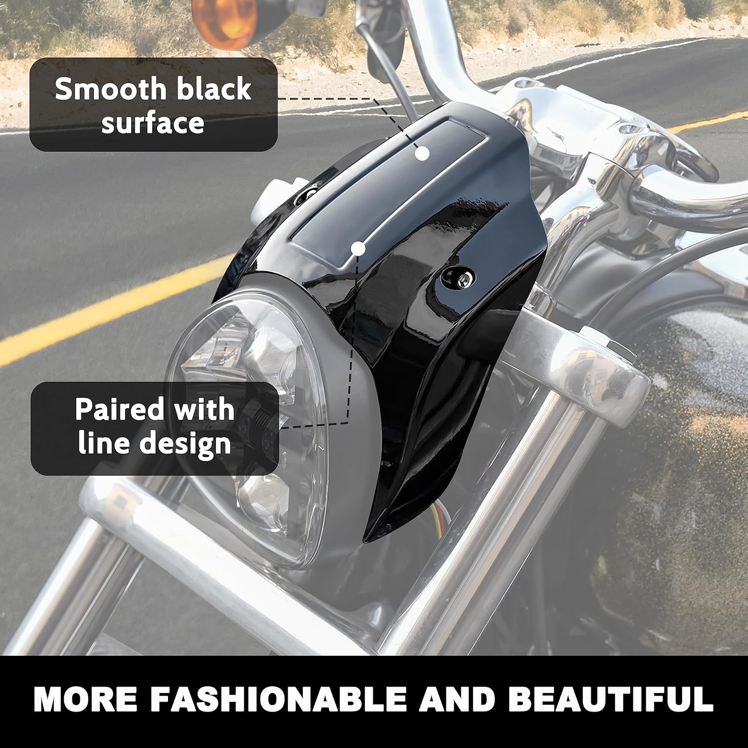 Headlight Fairing Cover for Harley Breakout 13-17, Aluminum Gloss Black Head Light Bezel Trim Fairing Cowel Cover Kit for Harley Davidson Softail Breakout 2013-2017 Accessories