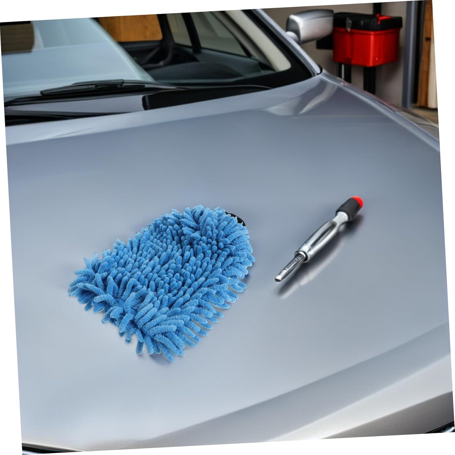 Iplusmile 4Pcs Absorbent Chenille Car Wash Mitts Microfiber Detailing Gloves for Motorcycle and Truck Cleaning, Plush Coral Fleece Wash Gloves for Exterior Car Care and Furniture Dusting Random Color image number 5