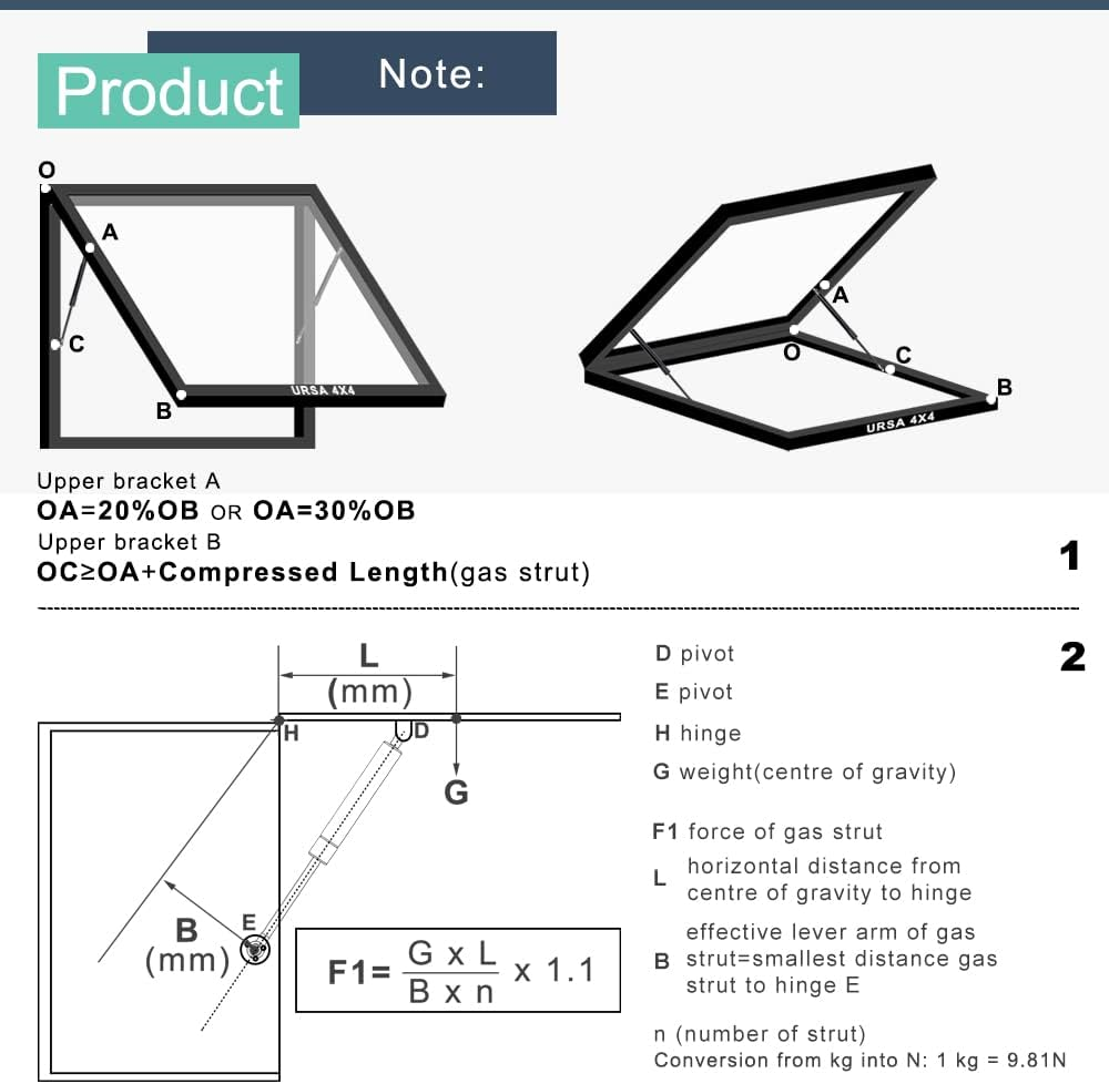 URSA 4X4 Heavy Duty 2 X Gas Struts 315Mm 300N 8Mm Shaft for Caravan, Trailer, Canopy, Toolbox, Window Strut Spring image number 1