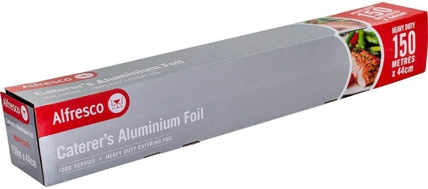 Alfresco Caterer'S Heavy Duty Foil, 150 Metre Length X 44 Cm Width,Silver