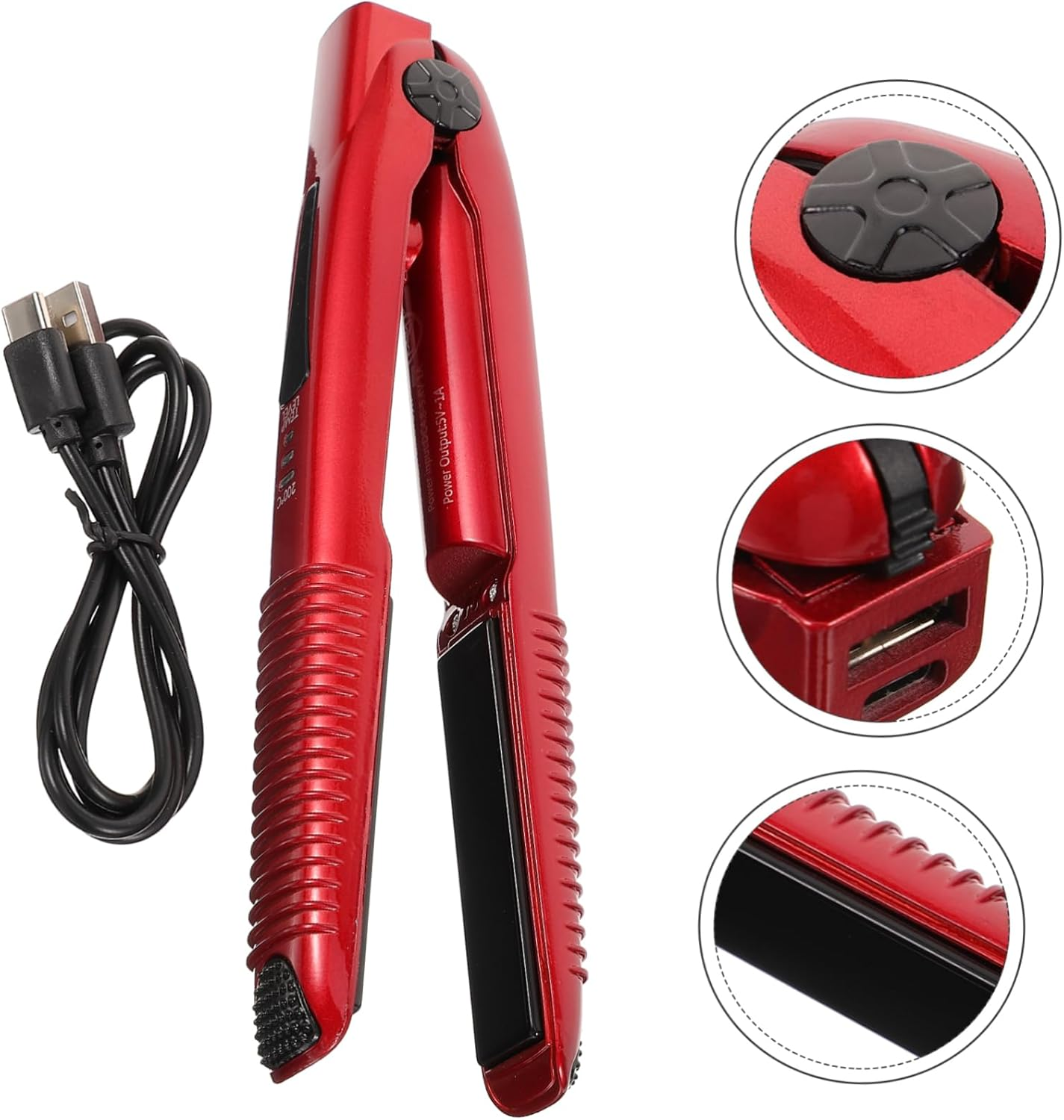 Baluue Cordless Hair Straightener Curler Rechargeable Travel Hair Straightener Temperature Modes for Women Men image number 1