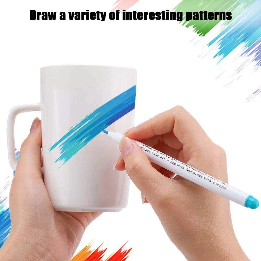 Water Erasable Pens,Disappearing Vanishing Erasable Ink Fabric Marker Pen,12-Pack 7-COLOR Wate,For 11CT/14CT Cross Stitch,Handicrafts for Temporary Marking image number 2