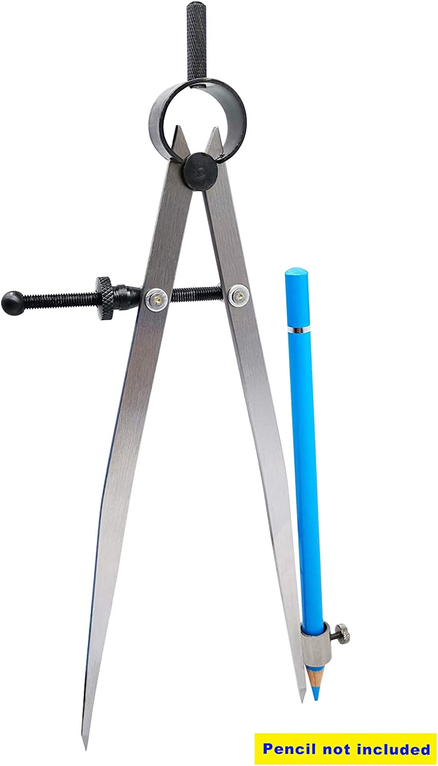 ZLKSKER 8" Precision Spring Wing Divider/Scriber with Pencil Holder, Steel Pencil Compass, Flat Leg Divider image number 3