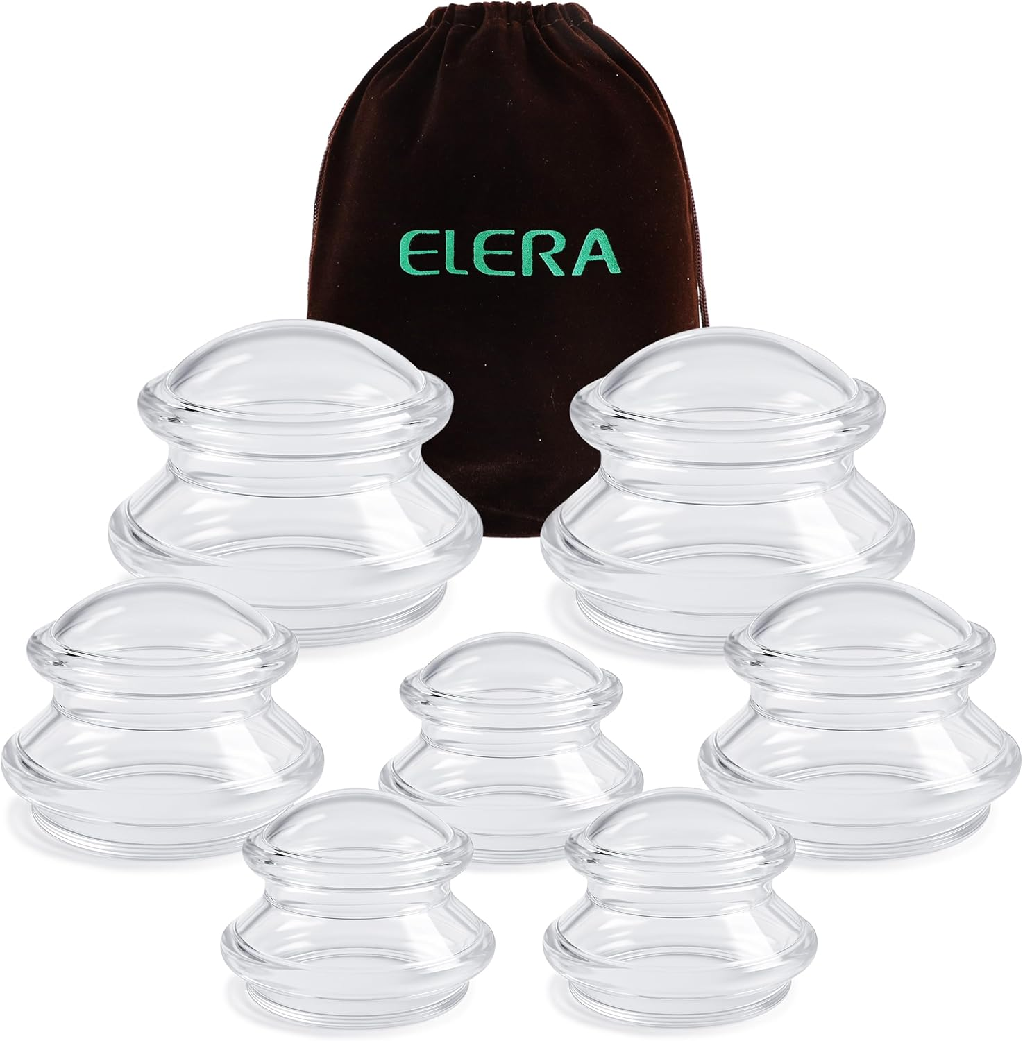 ELERA Silicone Cupping Theraphy Set, Professionally Chinese Massage Cups for Cupping Therapy and Cellulite Reduction (7 Cups) image number 2