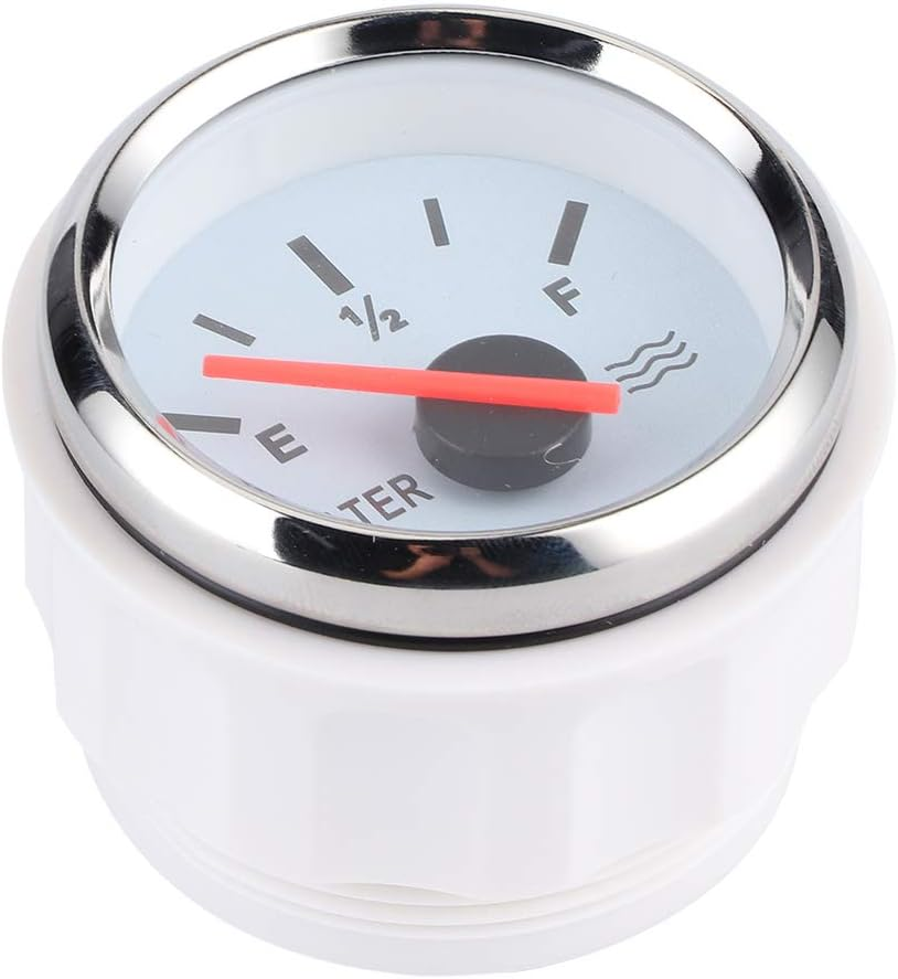 TOPINCN 2In High Accuracy Water Level Gauge for Marine Boat Truck RV, Stainless Steel Black Dial Silver Frame Gauge for Water Tank Level Indicator (White Dial Silver Cover) image number 4