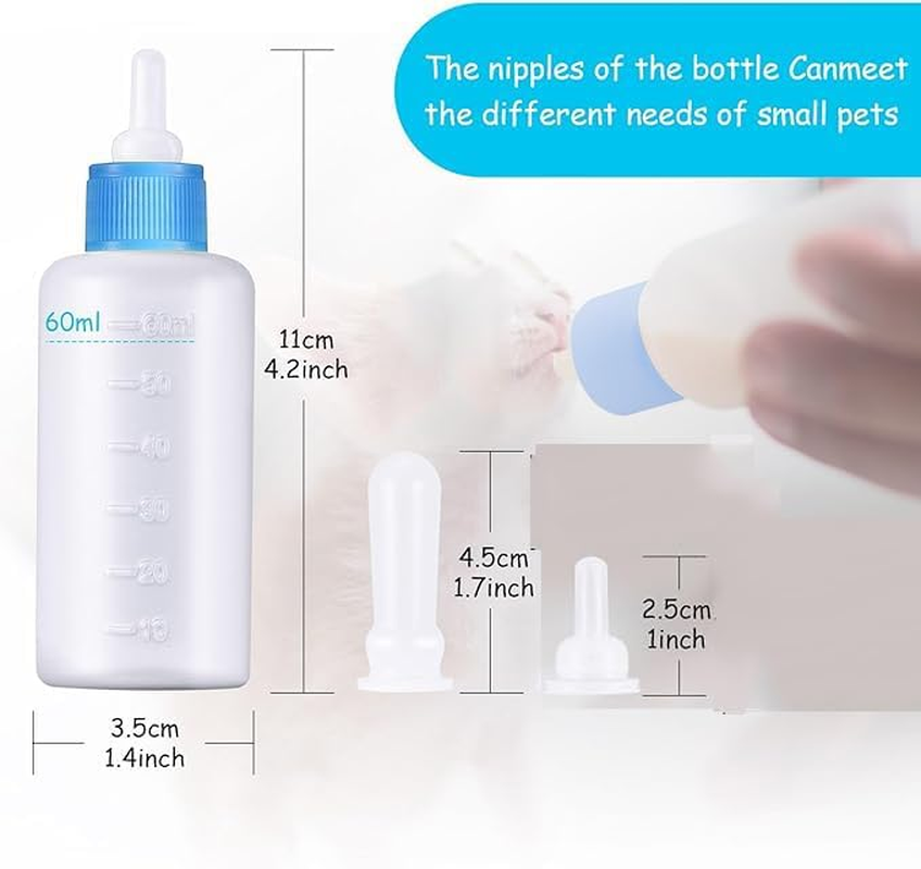 14 Pieces Pet Feeding Bottle Kit Kitten Bottles Kitten Milk Replacer Puppy Milk Feeder with Replacement Nipples Puppy Feeding Bottles for Small Animals Newborn Dog and Cat Nursing Supplies
