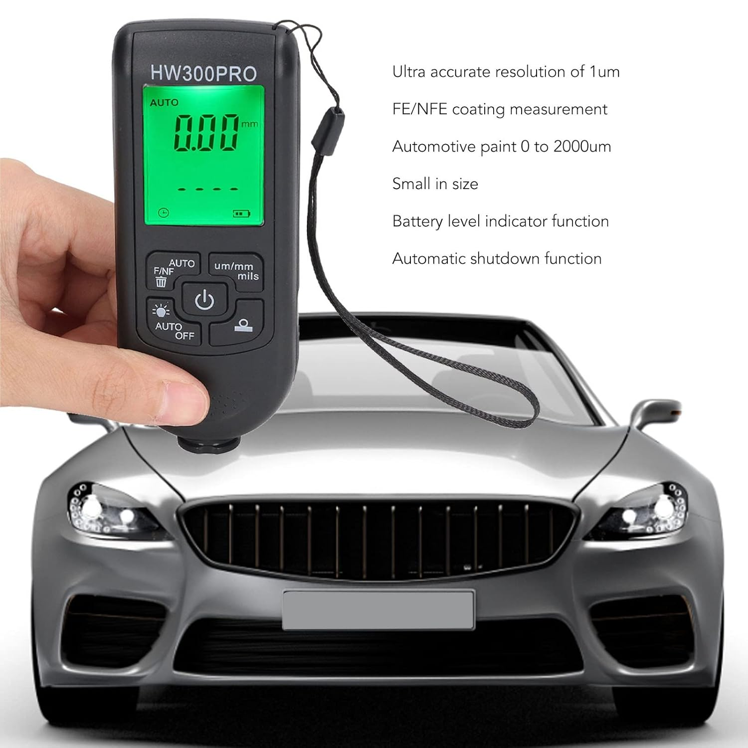 Paint Thickness Gauge, Digital Meter for Automotive Coating Thickness Tester with Automatic Shutdown Function, 1Um Resolution, FE and NFE Measuring, for Used Car Buyers image number 3