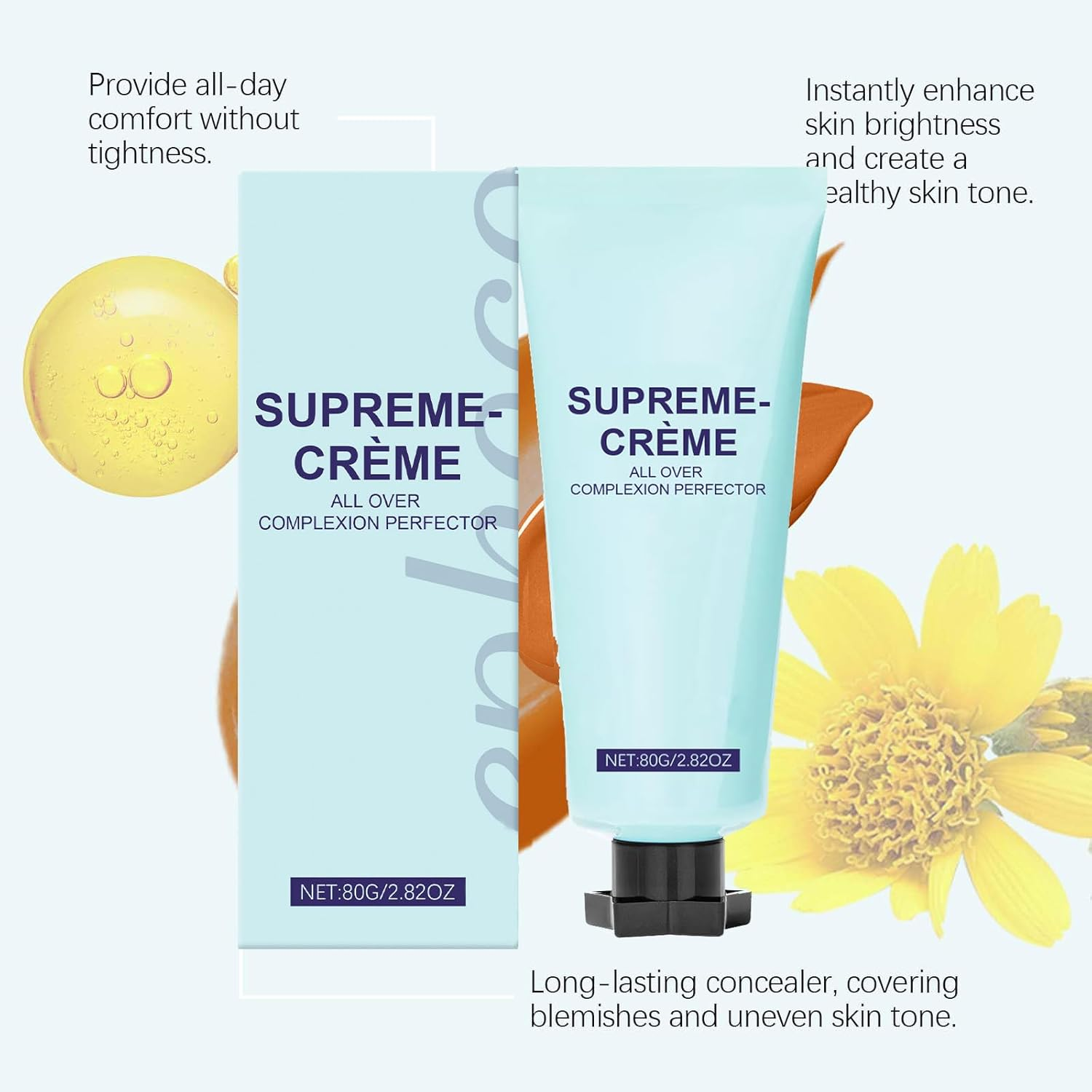 All over Complexion Perfector, Body Coverage Perfector for Legs, Hydrating Full Coverage Concealer, Long-Lasting CC Cream Foundation, Waterproof Skin Tint Evens Skin Toneand Light Foundation image number 4