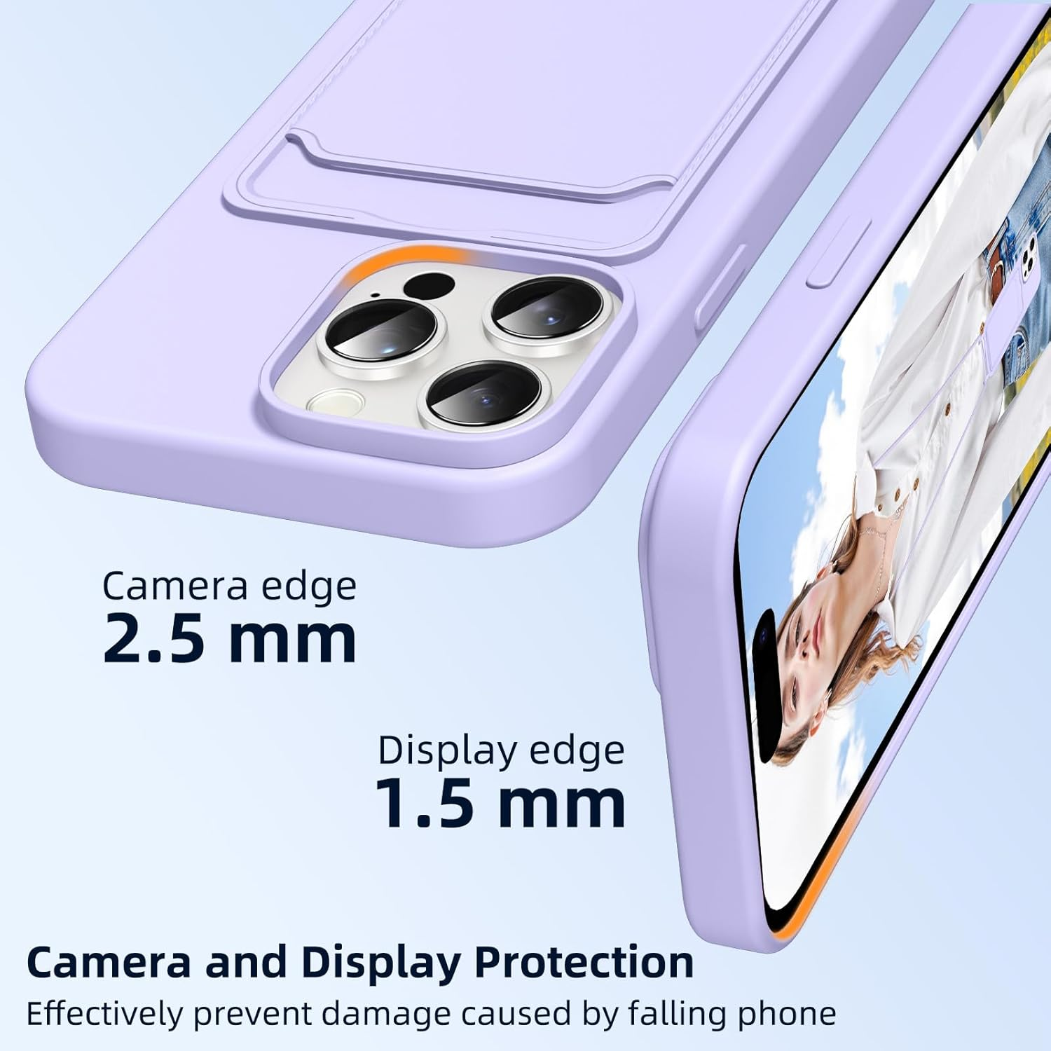 Vauki Mobile Phone Chain Silicone Case for Iphone 13 Pro with Strap, Mobile Phone Case with Card Slot, Removable Adjustable Cord Chain for Hanging, Shockproof Protective Case for Iphone 13 Pro Cord image number 2