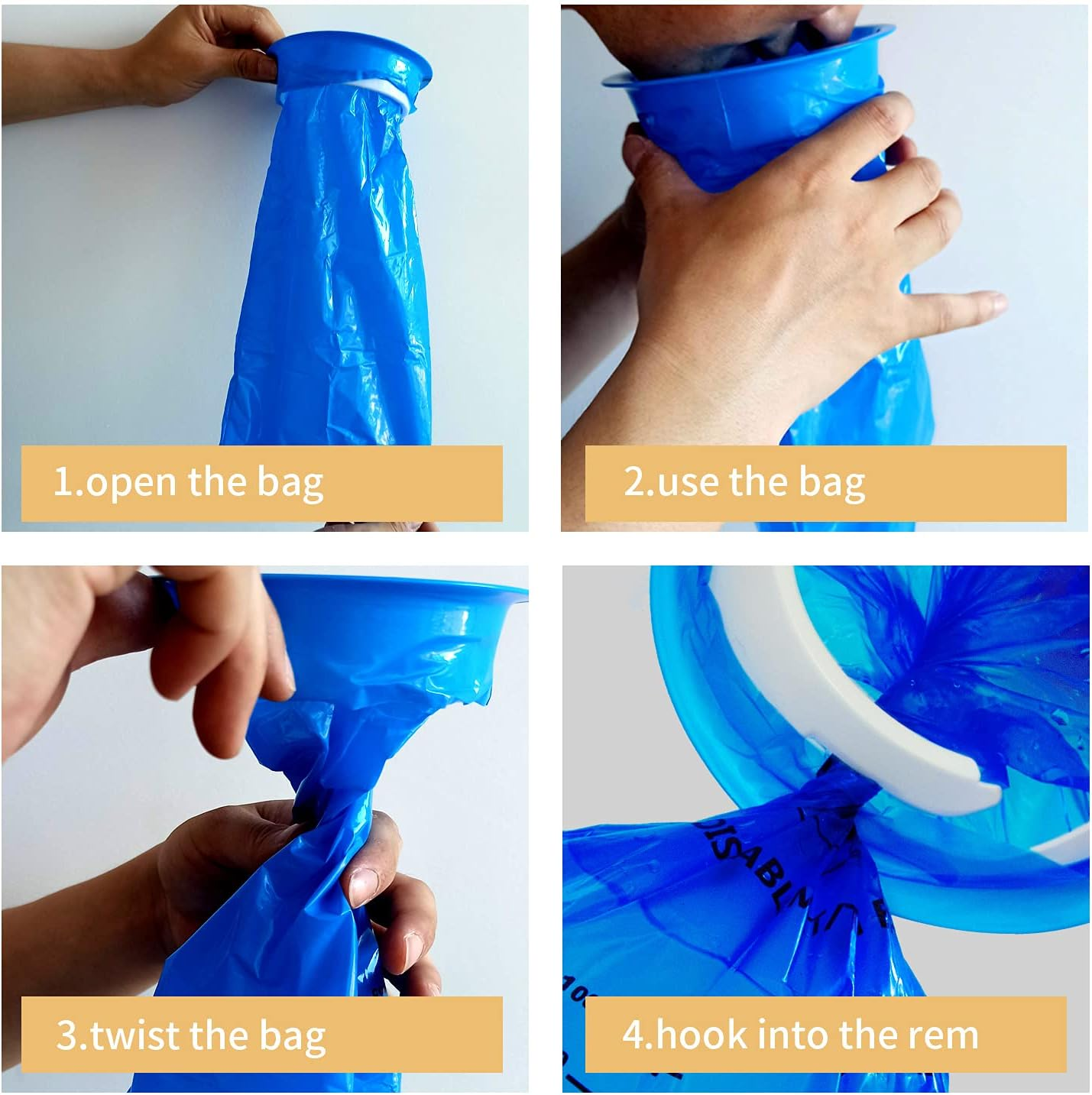 50 Pack Vomit Bags, Disposable Emesis Bags Aircraft & Car Sickness Bag Leak Resistant Blue Nausea Bags for Travel Motion Sickness image number 6