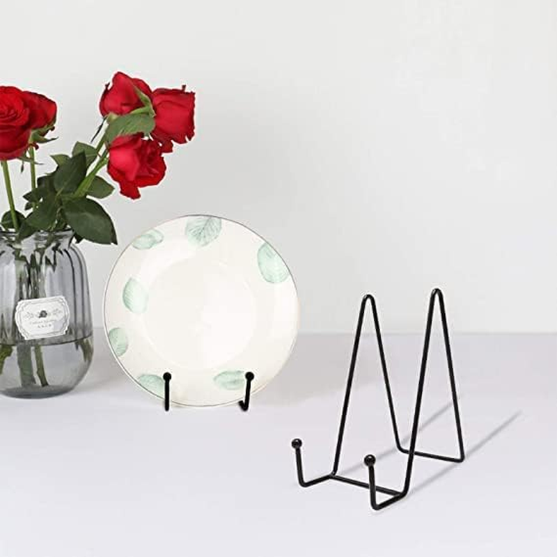 6 Inch Plate Stands for Display, 3 Packs Plate Holder Display Stand, Metal Frame Holder Stands for Book, Pictures, Photo Easel, Tabletop Artistic Work image number 1