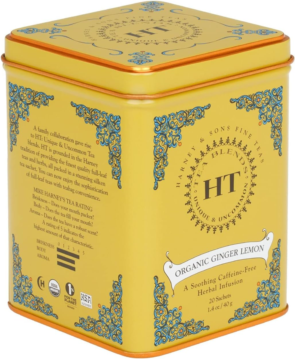 Harney & Sons Ginger Lemon Tea Tradition Tin, Green, 20 Count