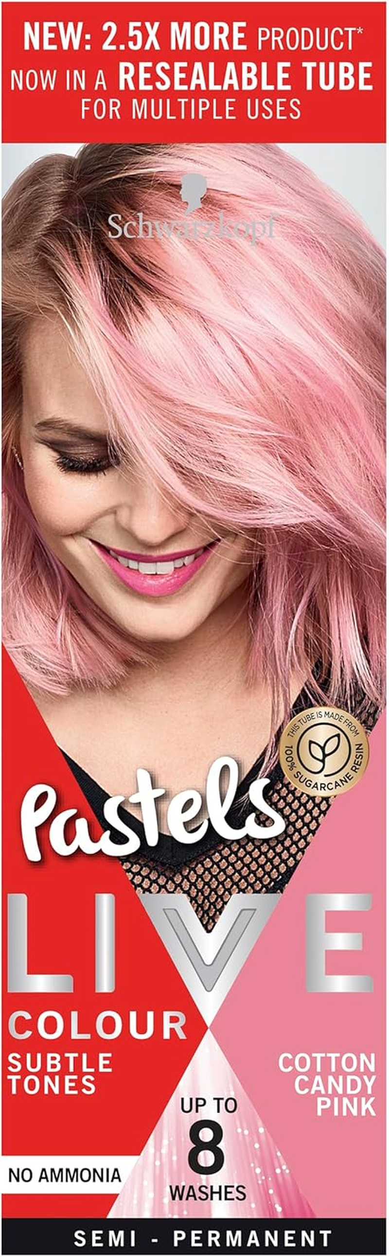 Schwarzkopf LIVE Pastels Semi Permanent Hair Colour 25 Ml, Cotton Candy Pink image number 4