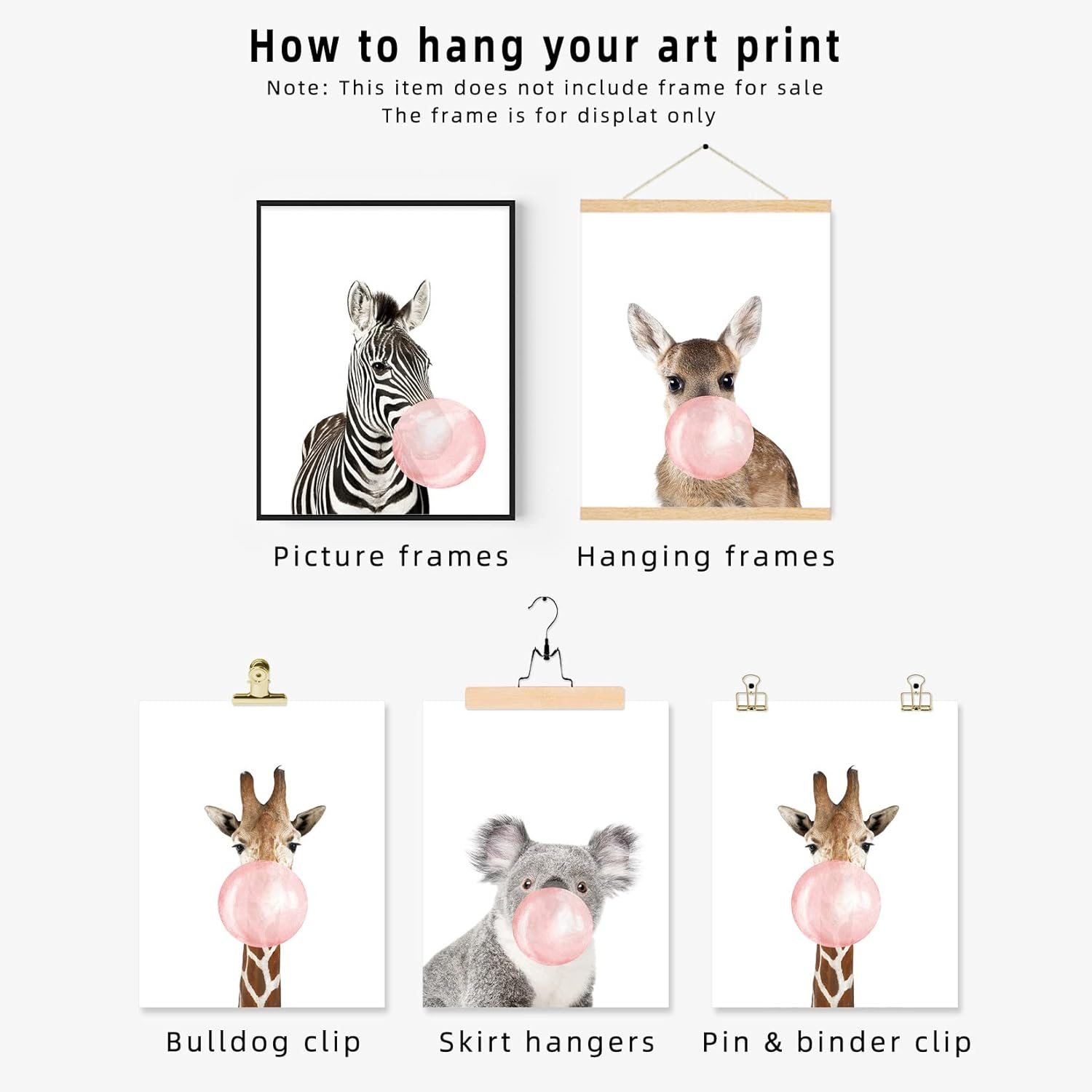 Woodland Nursery Animal Wall Art for Bedroom, Set of 4, 8X10 Canvas Poster Prints, Unframed, Posters for Girls Room, Safari Nursery, Kids Wall Decor