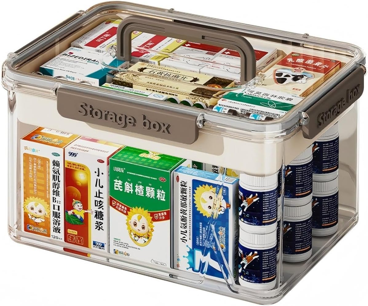 Medicine Storage Box with Handles &ndash; Large Capacity Multi-Layer Plastic Pill Organizer for Home, Travel & First Aid | Household Medical Supply Case for Pills, Storage (1PC) image number 3