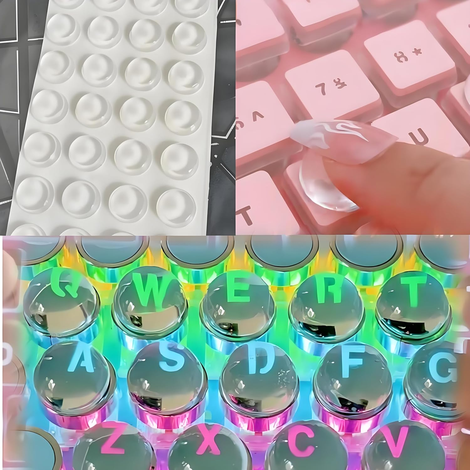 Bubble Stickers for Keyboard Long Nails Raised Silicone Keyboard Cover Non-Slip Adhesive Clear Rubber Protector Pad for Laptop/Computer Glass Table Furniture Cabinet Door Bumper Felt Dots Slip Stopper image number 4