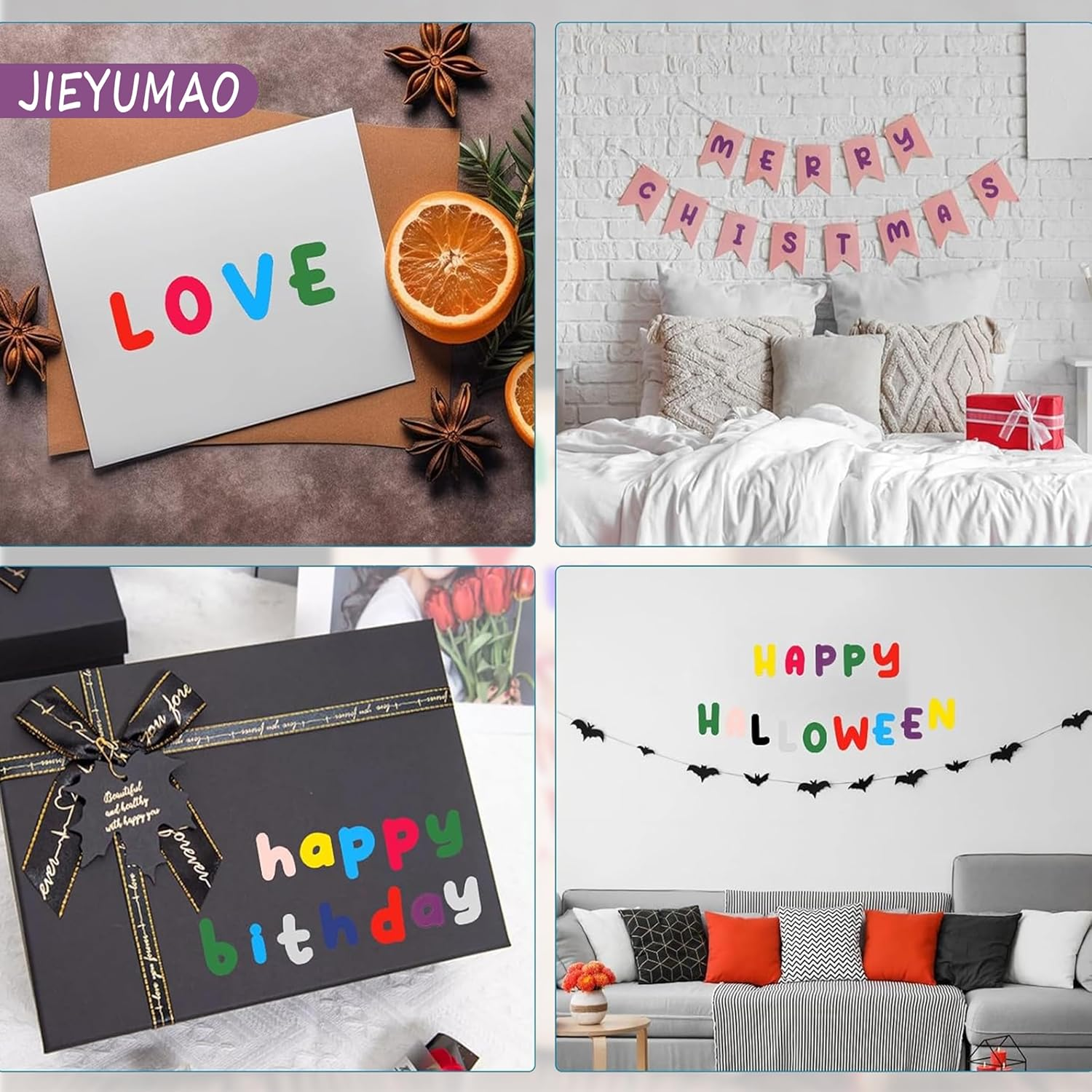 JIEYUMAO 24 Sheets Alphabet Number Stickers, 0.5/1 Inch Self Adhesive Vinyl Letter Stickers, Colorful Alphabet Sticker Capital Letter Sticker for Scrapbooking DIY Crafts Art Making