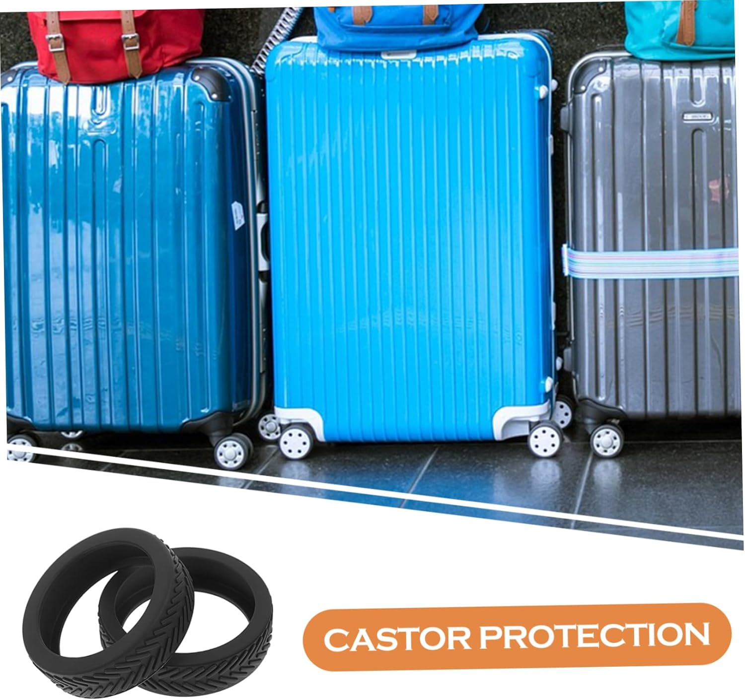 OKUMEYR 8Pcs Luggage Wheel Protector Suitcase Feet Caps for Travel Silent Rolling Motion