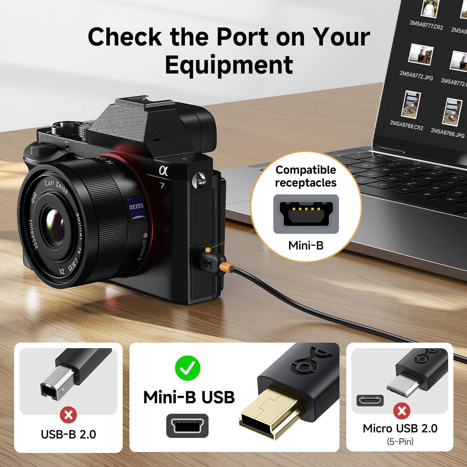 Cable Matters Mini USB to USB C Cable - 2M, 15W Charging, 480Mbps Data, USBC to Miniusb Cable for Game Controller, Camera, GPS, Dash Cam, Black image number 5