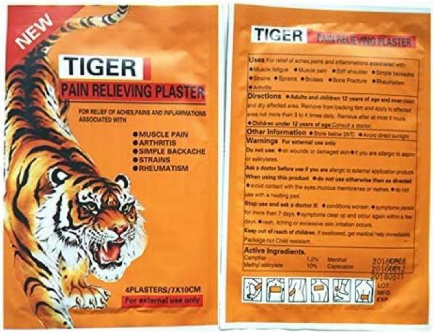 Tiger Pain Balm Relief Plaster Patches - 60 Pcs - 7X10 Cm Each - Fast & Free Post image number 6