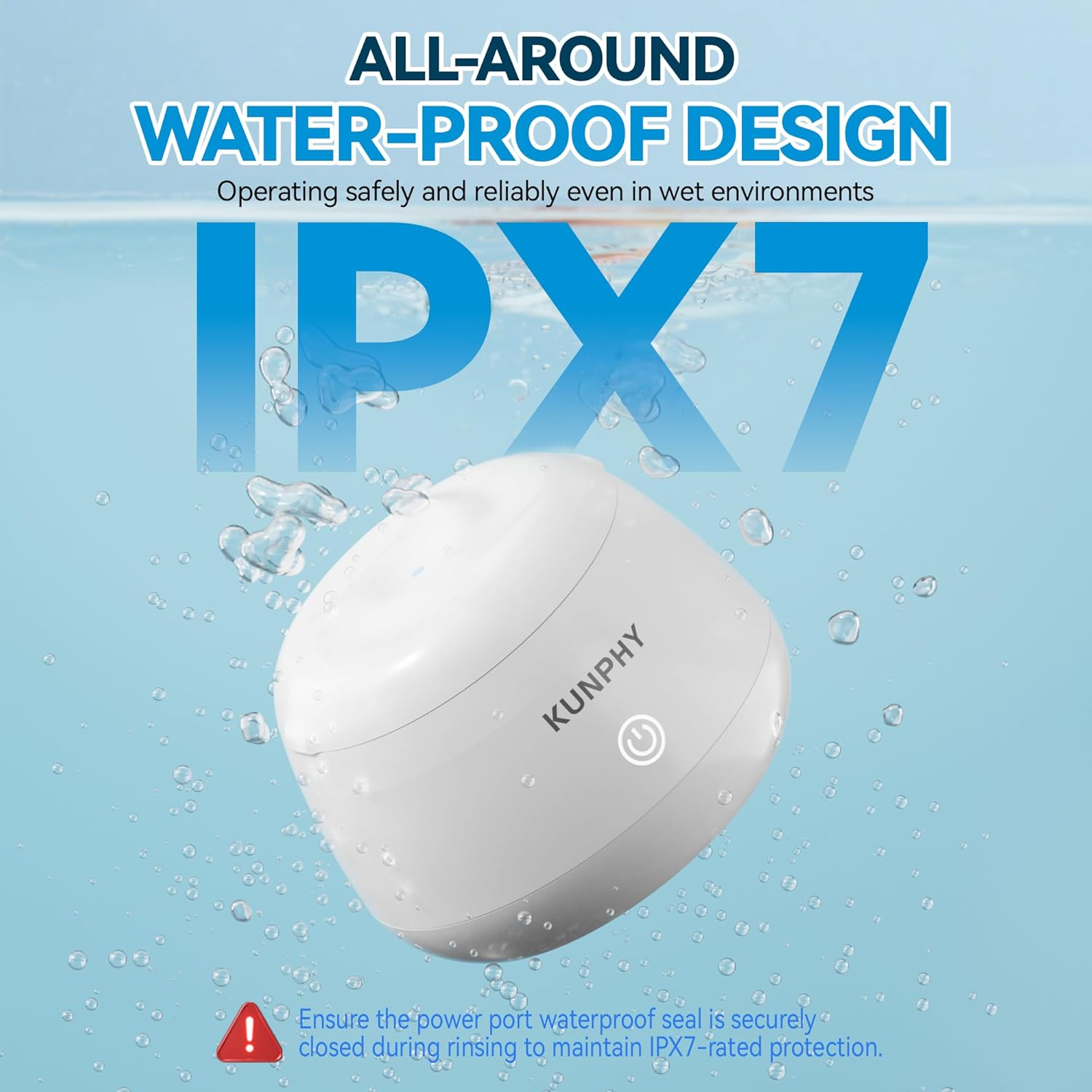 KUNPHY Retainer Cleaner, 48Khz Dental Pod with Cleaning Tablets, Water-Proof Ultrasonic Retainer Cleaner for Deep Cleaning Night Guard, Mouth Guard, Aligner, Jewelry, White image number 3