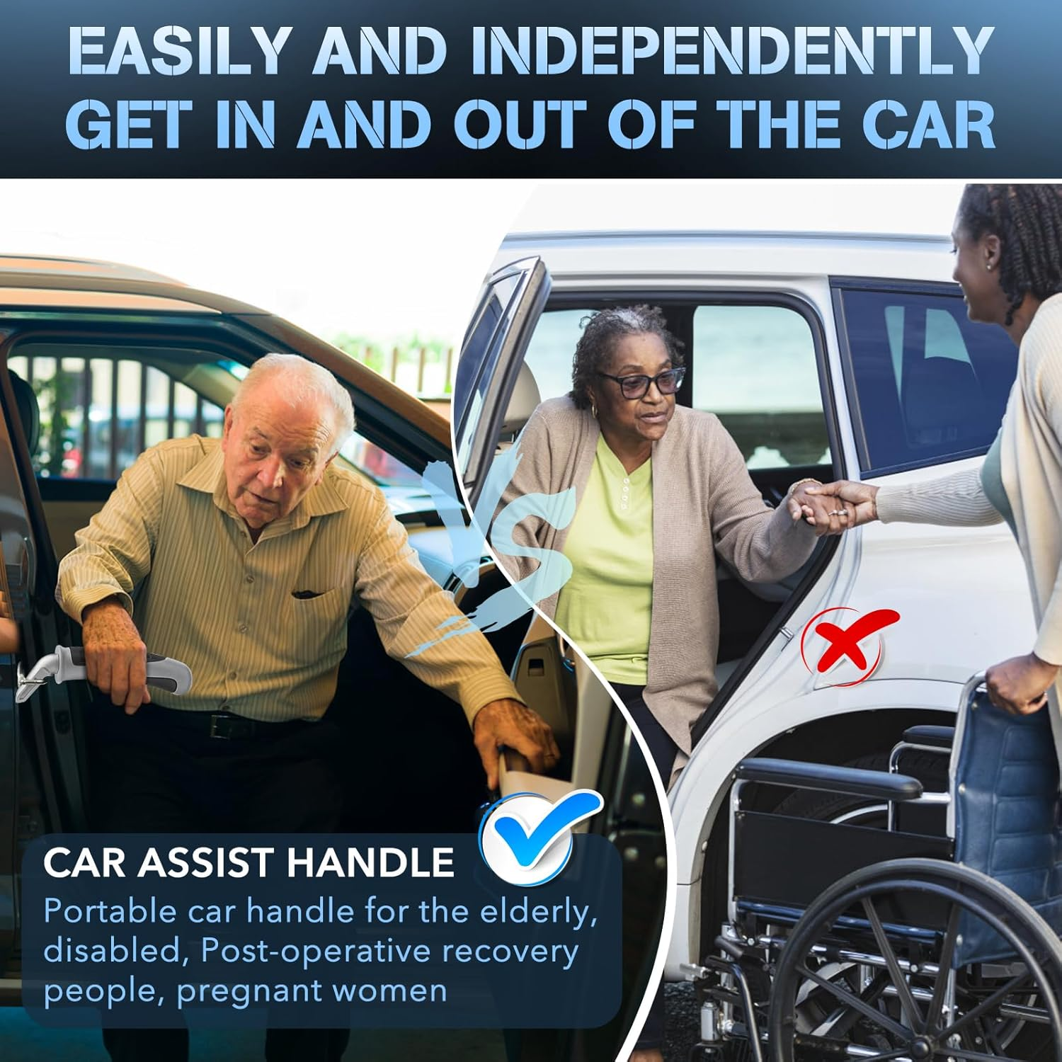 Milifox Car Assist Handle for Elderly PVC Portable Vehicle Door Grab Handle with Window Breaker Aids in Entering and Exiting Vehicles Two-Tone Design image number 3