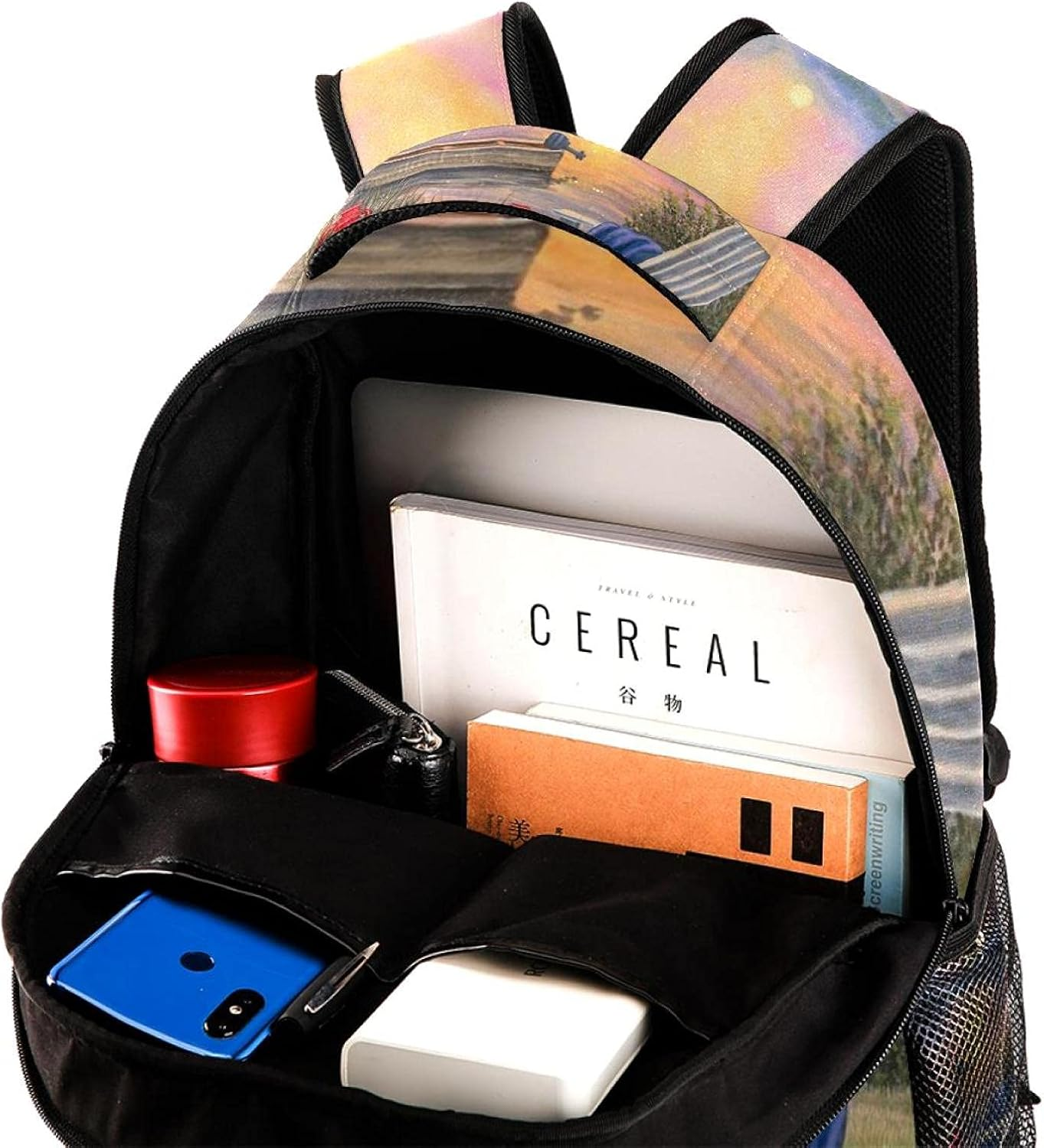 Peace Sunset on the Lake Backpack Students Shoulder Bags Travel Bag College School Tote Backpacks image number 4