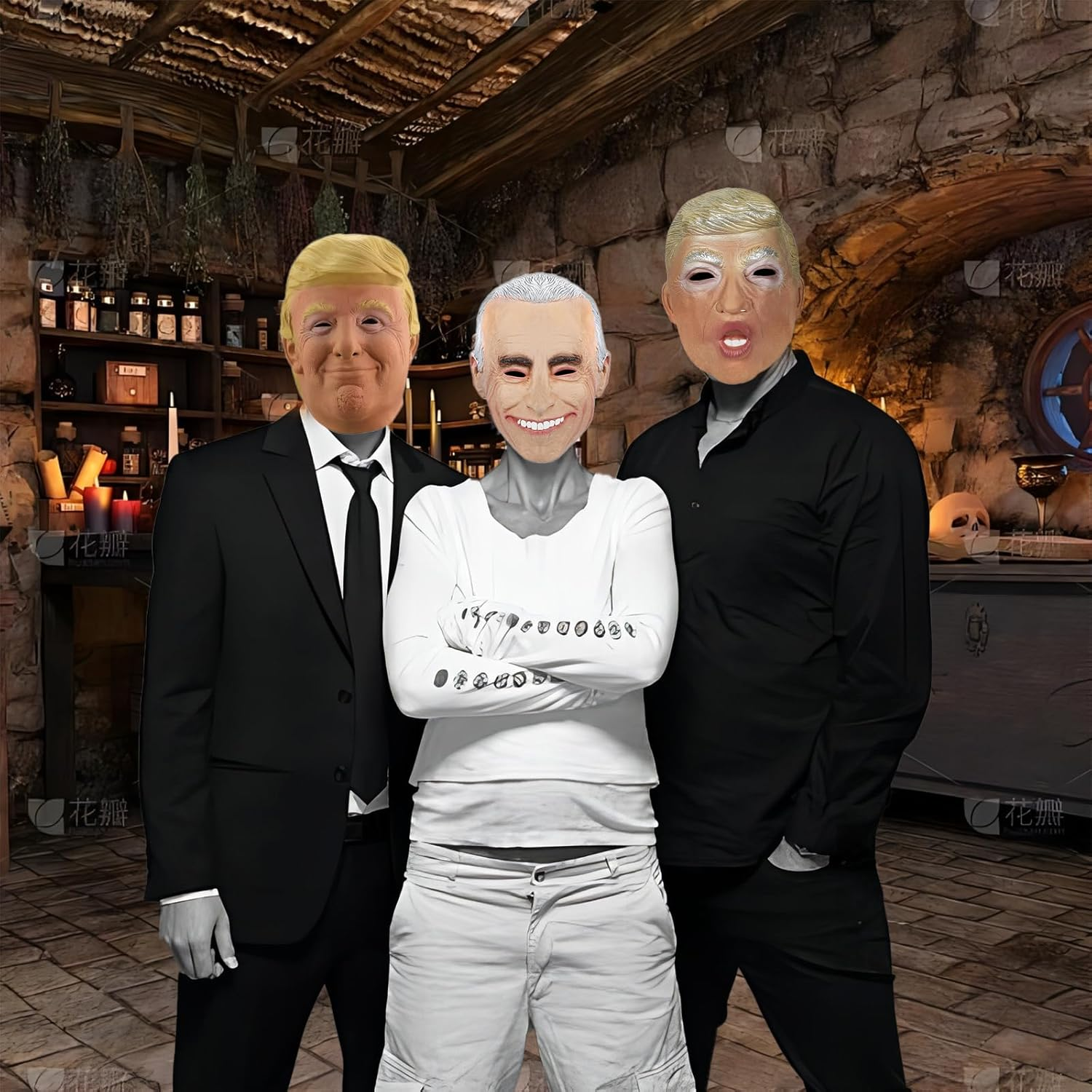 Halloween Latex Head Mask, Republican Presidential Candidate Trump & Joe Biden Mask, Realistic Celebrity Full-Head Rubber Maske for Novelty Old Man Cosplay Masquerade Costume (Adult Size) (Trump) image number 5