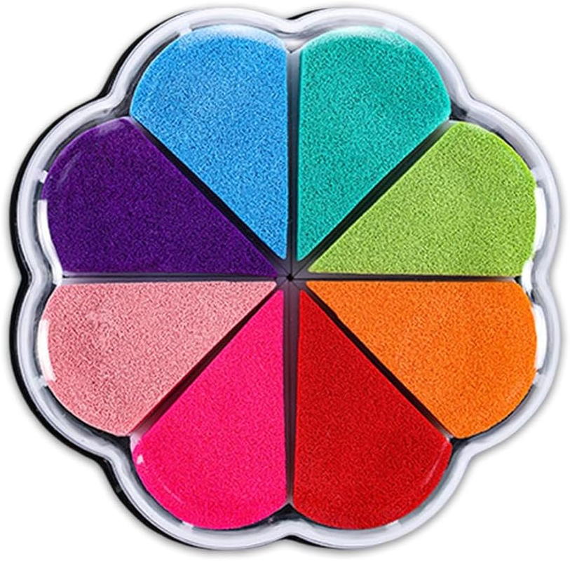 Sgphrzlt 8 Colors Petal Shape Stamp Pads, Removable Washable Craft Ink Pads for Stamping Rubber Stamps, Embossing Finger Print Ink Pads for Card Making DIY Scrapbook Painting Diary (1008)