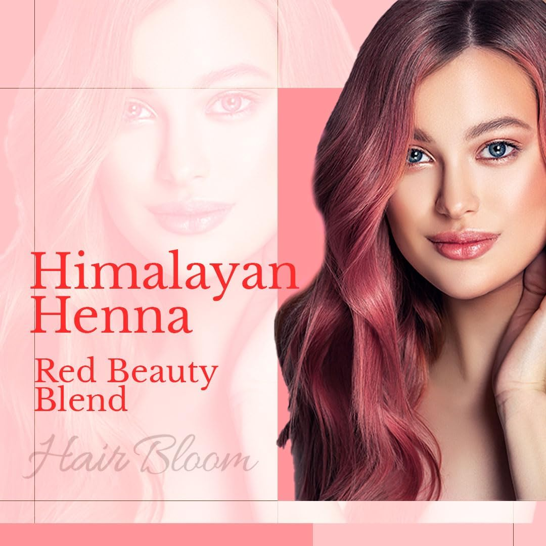 Hair Bloom Natural Red Hair Color- Henna W/Mixed Himalayan Herbs Hair Color Powder- 12 Individual Sachets (10 Gm Each)- Reusable Brush & Tray Included- Shiny & Smooth by Pride of India image number 2