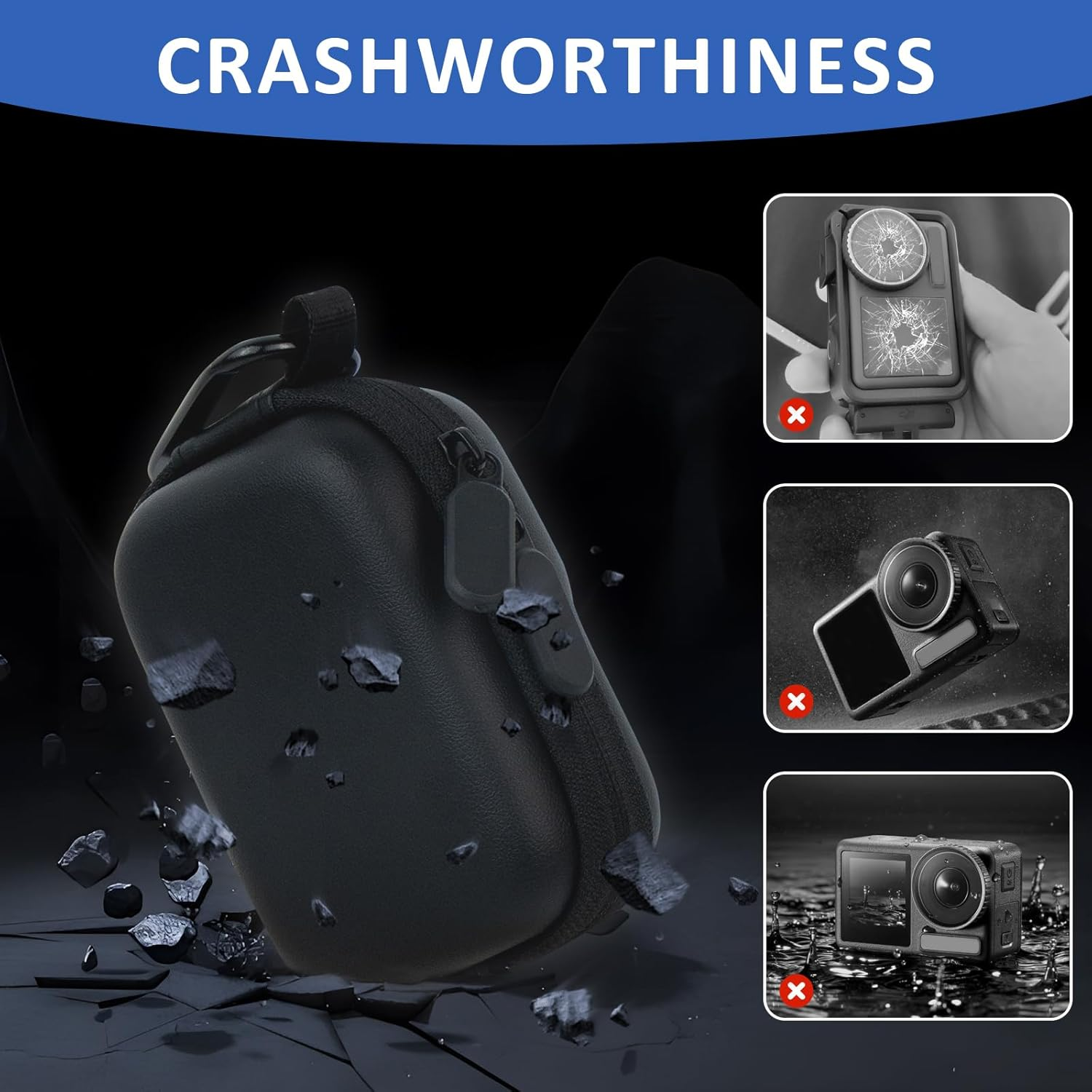 Jinminamz Carry Case for DJI Accessories, Mini Carry Bag for DJI Osmo Action 5 Pro/4/3, Black Hard Shell Travel Bag for DJI Osmo Action 5 Pro, Drop-Proof Pressure Container for Travel, Life Records