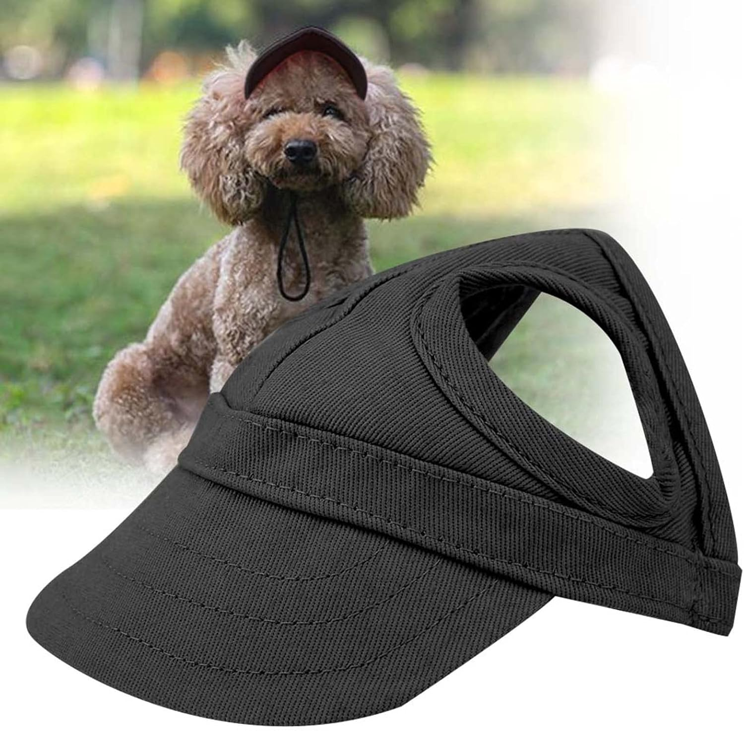 Pet Baseball Cap, Pet Outer Cap, Summer Dog Baseball Cap, Pet Dog Cat Baseball Outer Cap, Sunbonnet, Adjustable Stripes, Summer Travel Sports Hat (Pet Hat Black) image number 2