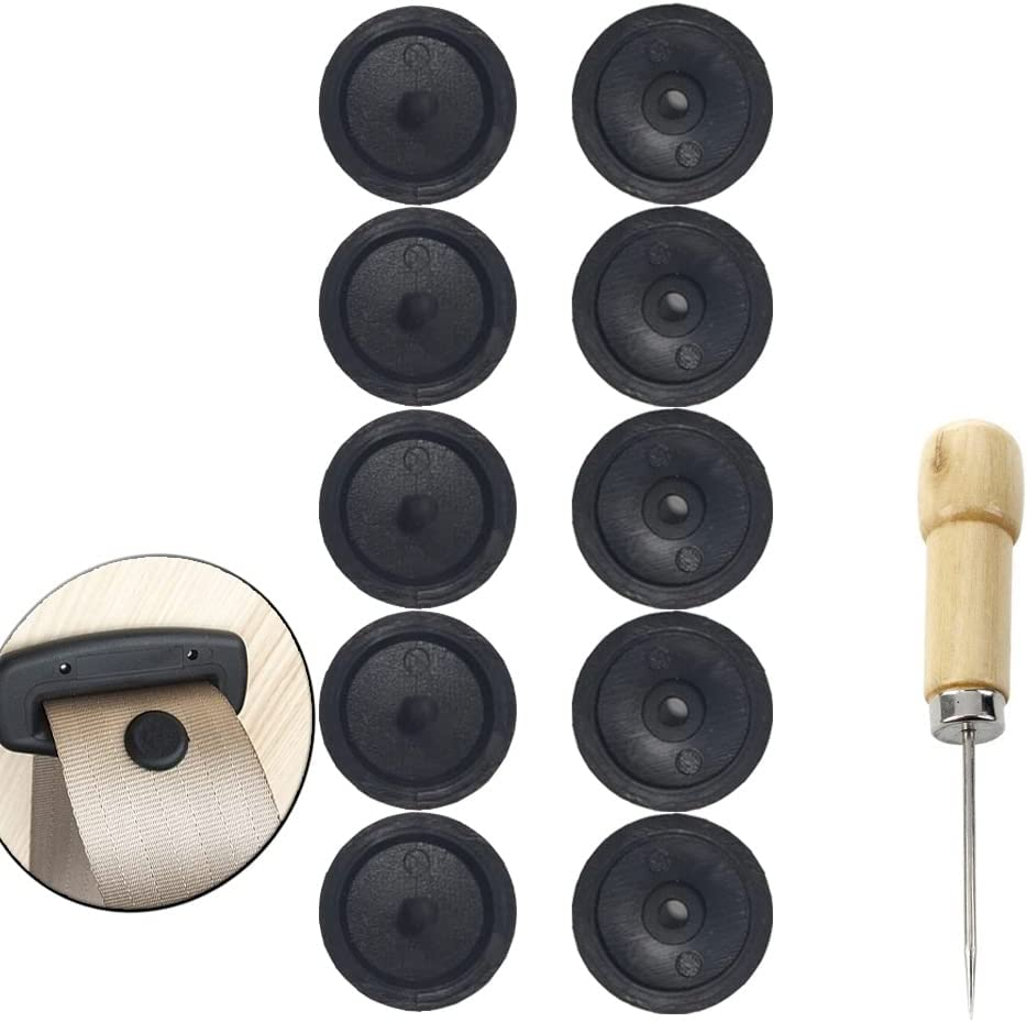 Y-Axis 5 X Seat Belt Button Buckle Clip Stop - Universal Fit Stopper Kit Black (5 Sets) image number 3