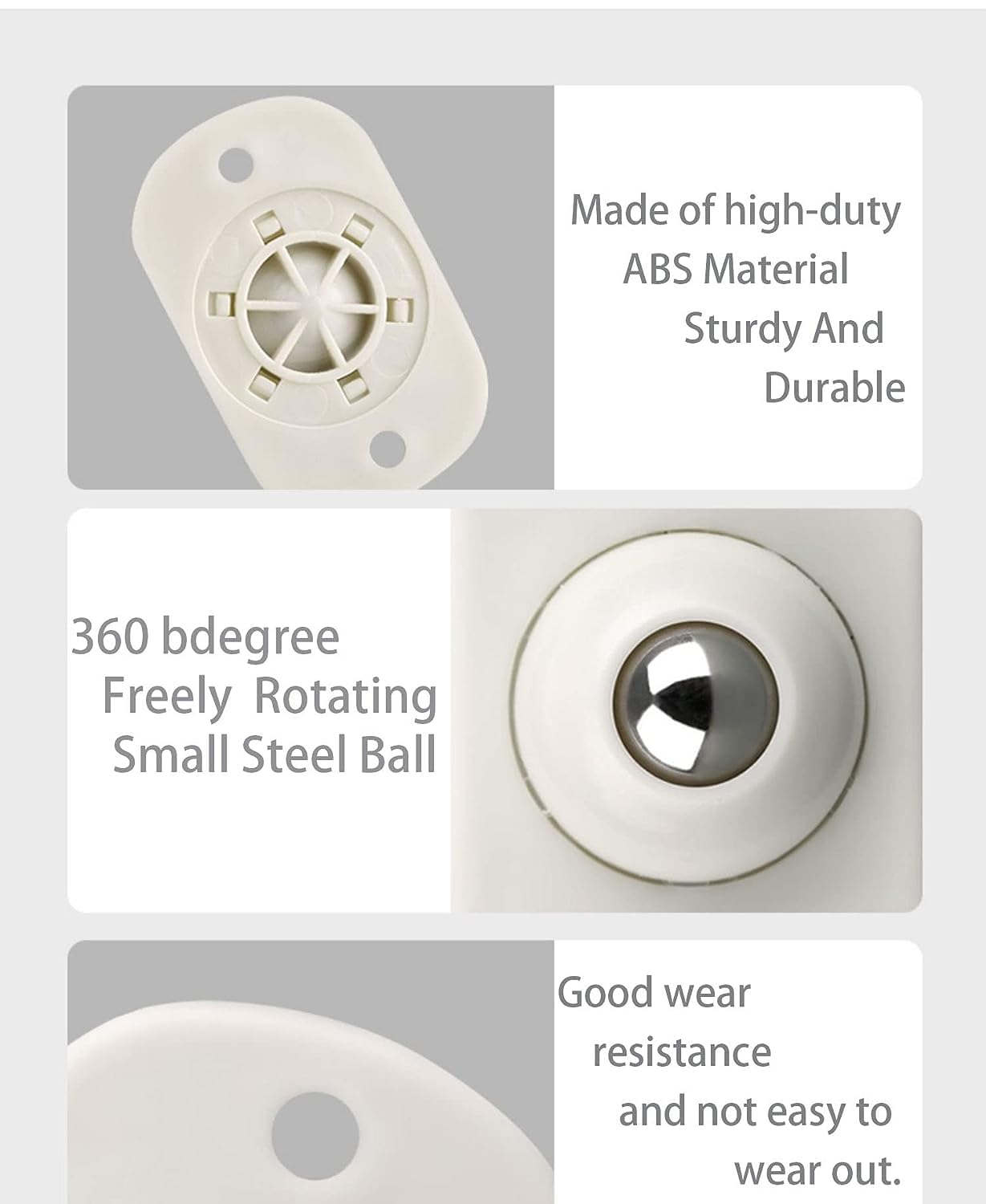 16PCS Adhesive Swivel Casters Wheels,Stainless Steel Paste Universal Mini Wheel,360 Degree Rotation Sticky White Pulley for Furniture Castors,Bins Bottom Storage Box,Furniture Trash Canrage Box