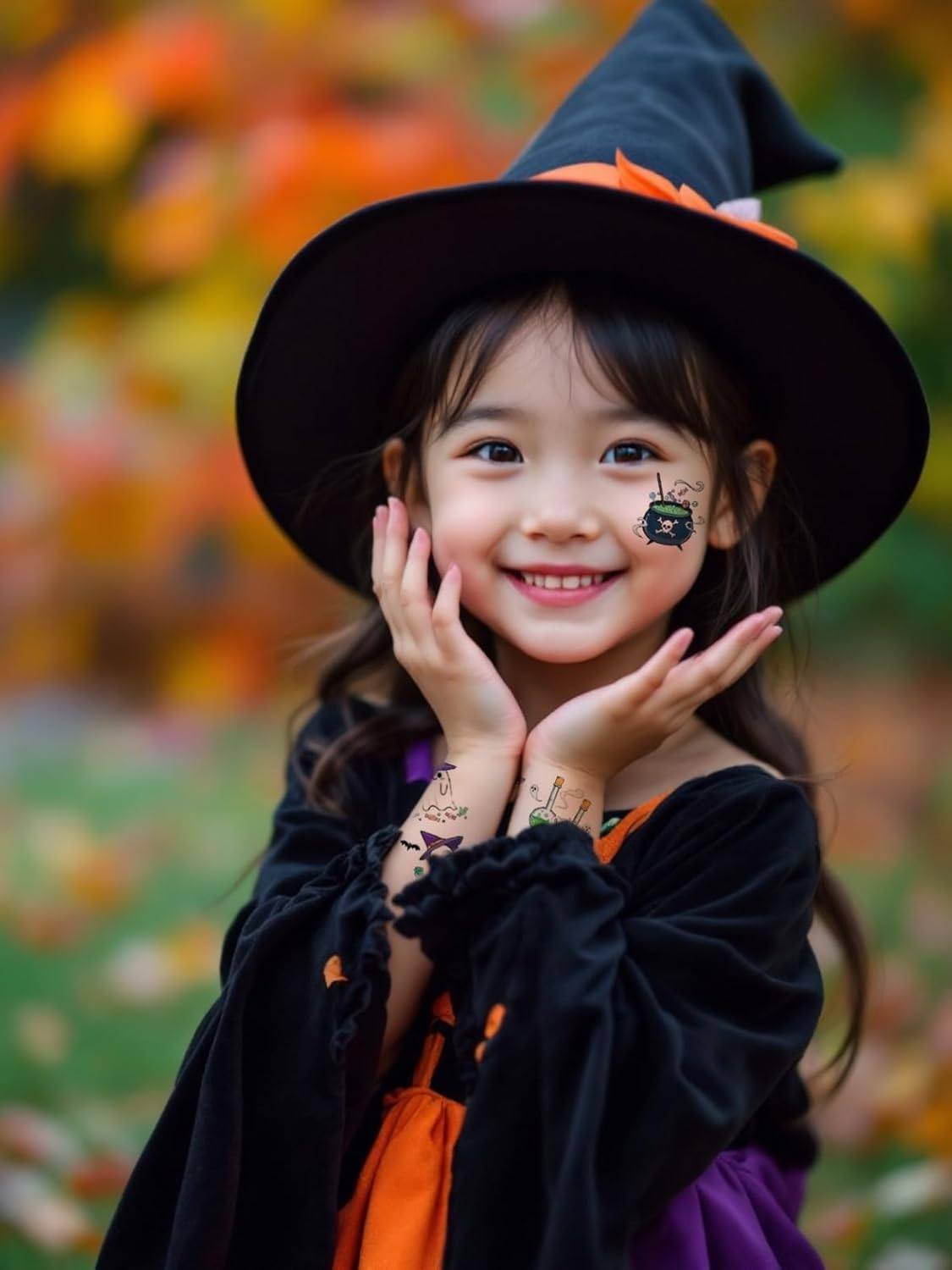 20 Sheets Halloween Tattoos Kids Temporary - Halloween Stickers Waterproof - Bats Ghosts Witches Spiders - Halloween Sticker for Adults Kids - Steadyink&reg; image number 5