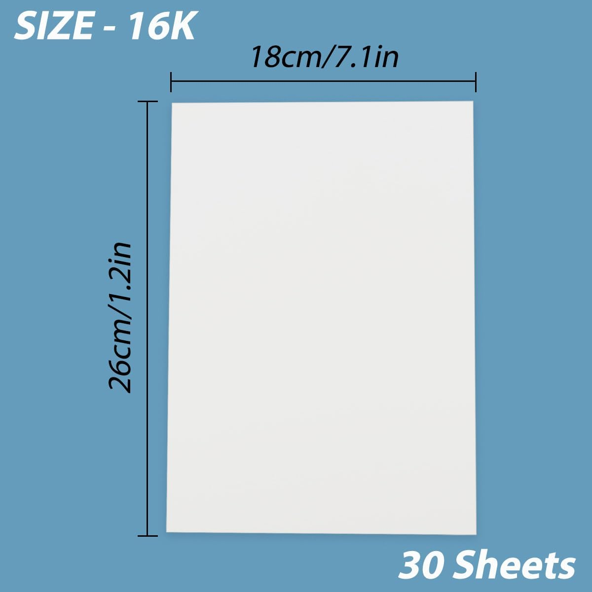 100% Cotton Watercolour Paper - 140LB/300GSM, Medium Grain | Acid-Free Heavyweight Thick White Cold Press Paper for Professional Artists, Students & Hobbyists, 30 Sheets, 16K Size (26 * 18Cm) image number 2
