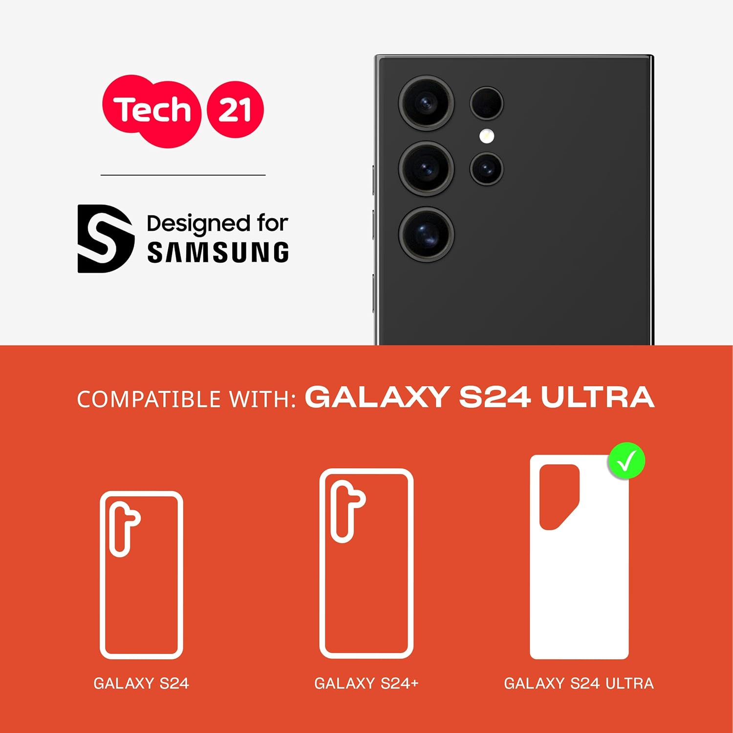 Tech21 Evo Pro Case for Samsung Galaxy S24 Ultra - Impact Protection Case with 9X Military Standard Rating - Black image number 4