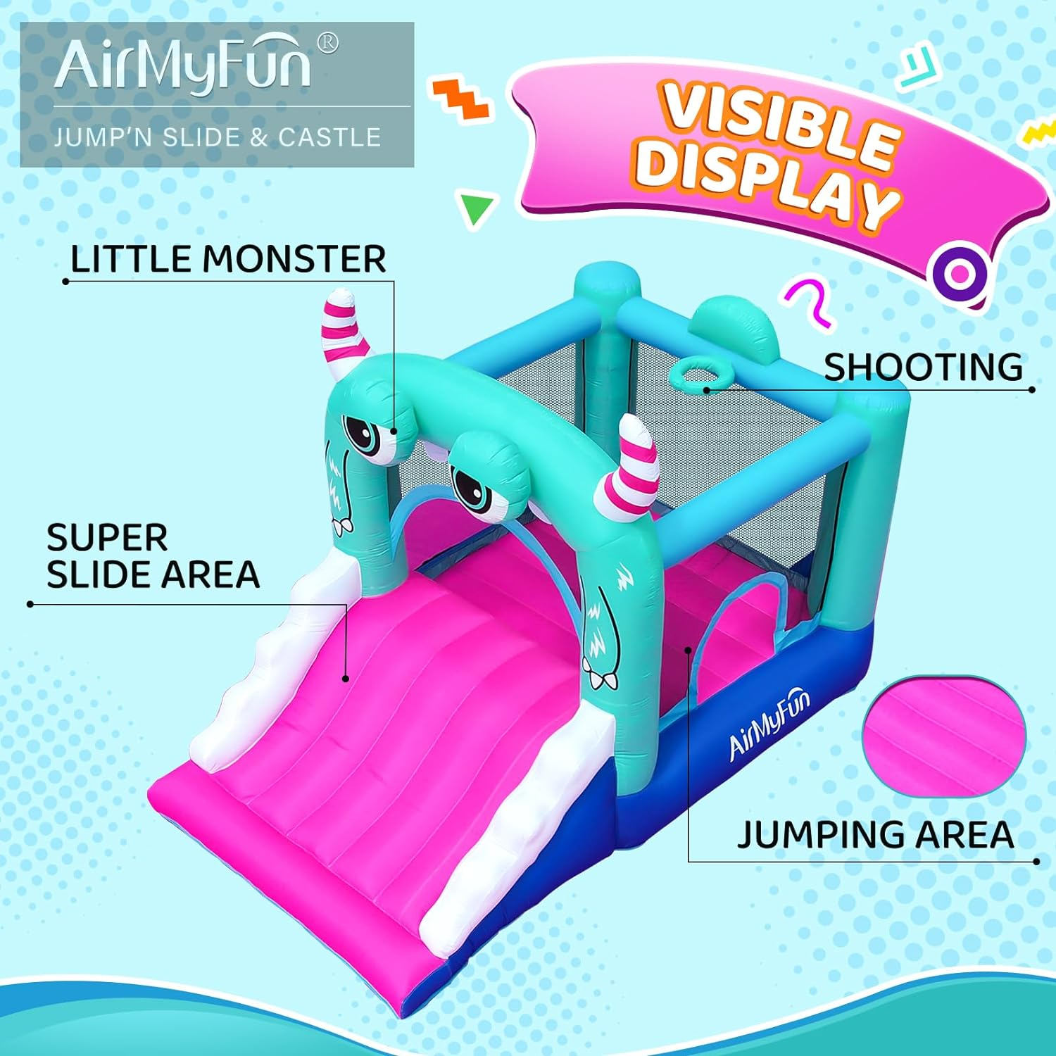 Inflatable Bounce House for Kids, Wide Slide & Jumping Inflatable Bouncer - Airmyfun Toddler Bounce House with Blower for Kids 2-12 Use Fun Indoor&Outdoor image number 4