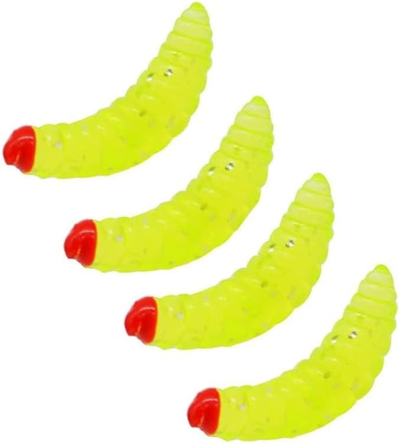 100Pcs Soft Silicone Maggot Fishing Lure, Artificial Bait, Biomimetic Earthworm, Simulation Worm for Fishing image number 1