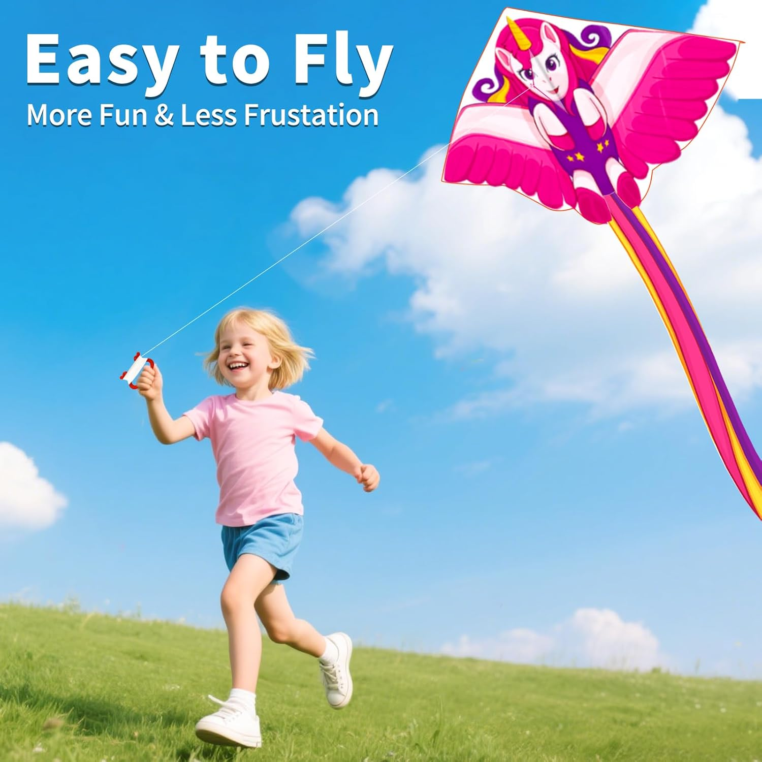 Kites, Kite Unicorn for Kids Outdoor Beach Park Lawn Games - Easy to Fly & Assembly & Carry