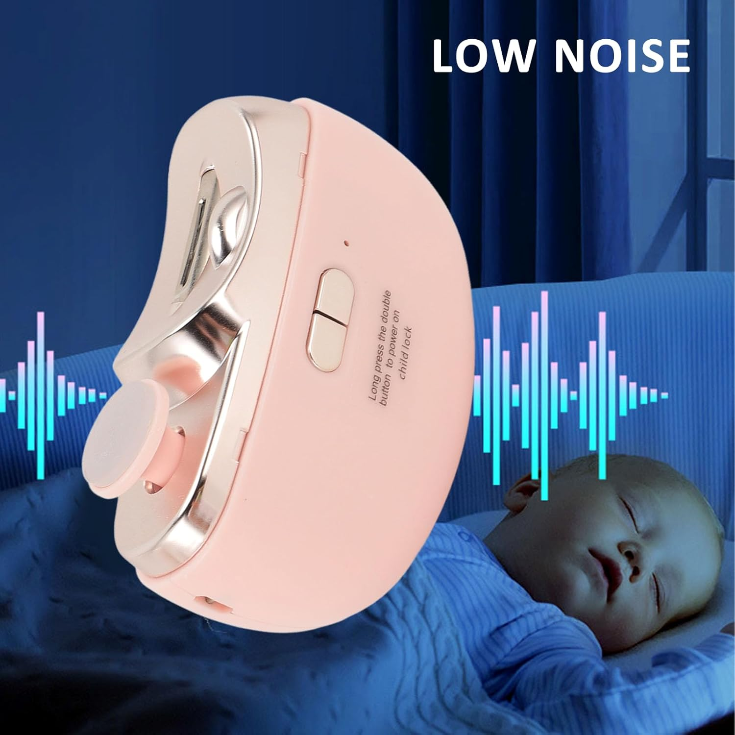 2 in 1 Design Electric Nail Clipper, Rechargeable 2 Speeds Electric Nail Trimmer with Nail Polisher, Portable Nails Trim File Clipper for Adults, Seniors, Babies, Kids, Children (Pinkish) image number 3